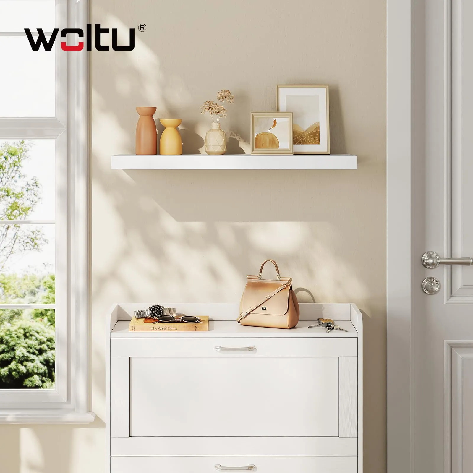 WOLTU Mensola da Muro Rettangolare in Legno Bianco 70cm RG9369ws - immagine 2