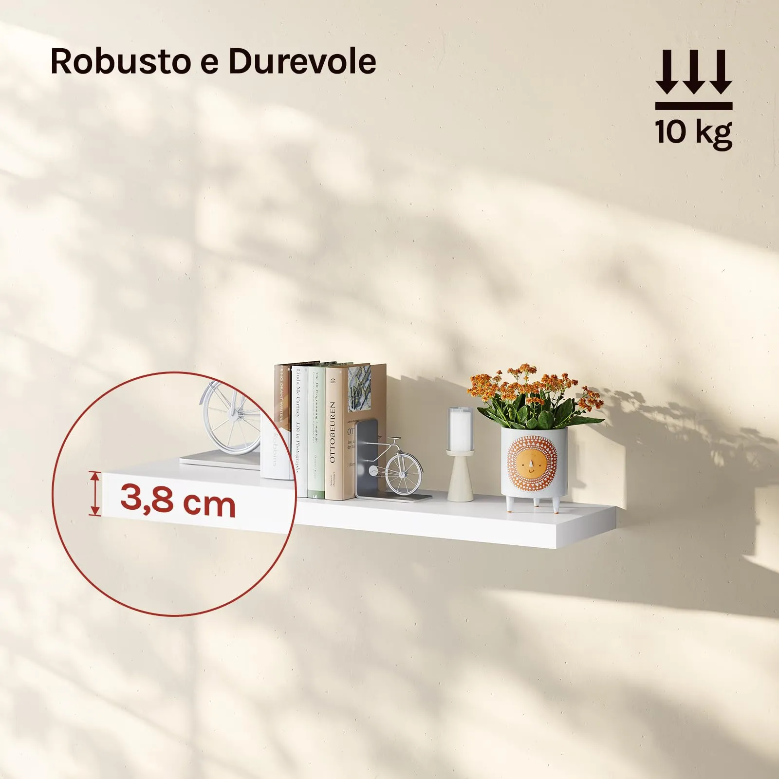 WOLTU Mensola da Muro Rettangolare in Legno Bianco 70cm RG9369ws - immagine 4