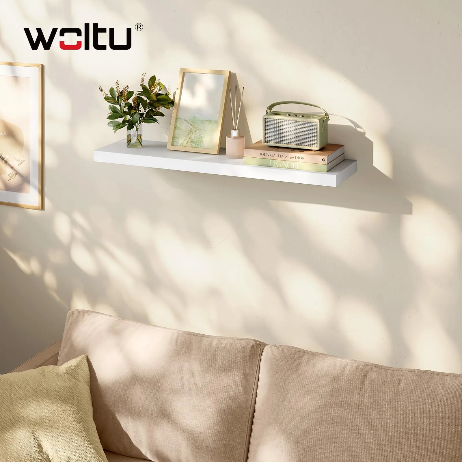WOLTU Mensola da Muro Rettangolare in Legno Bianco 90cm RG9370ws - immagine 2