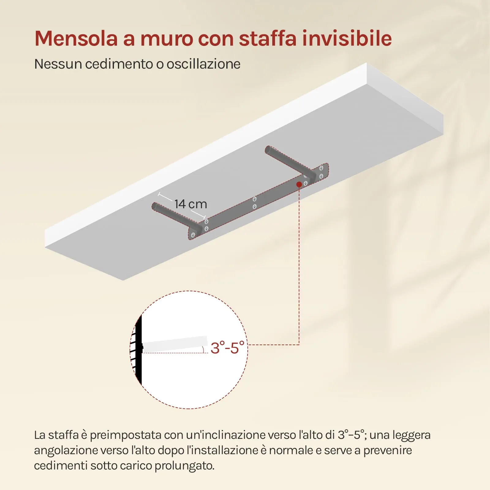 WOLTU Mensola da Muro Rettangolare in Legno Bianco 90cm RG9370ws - immagine 6