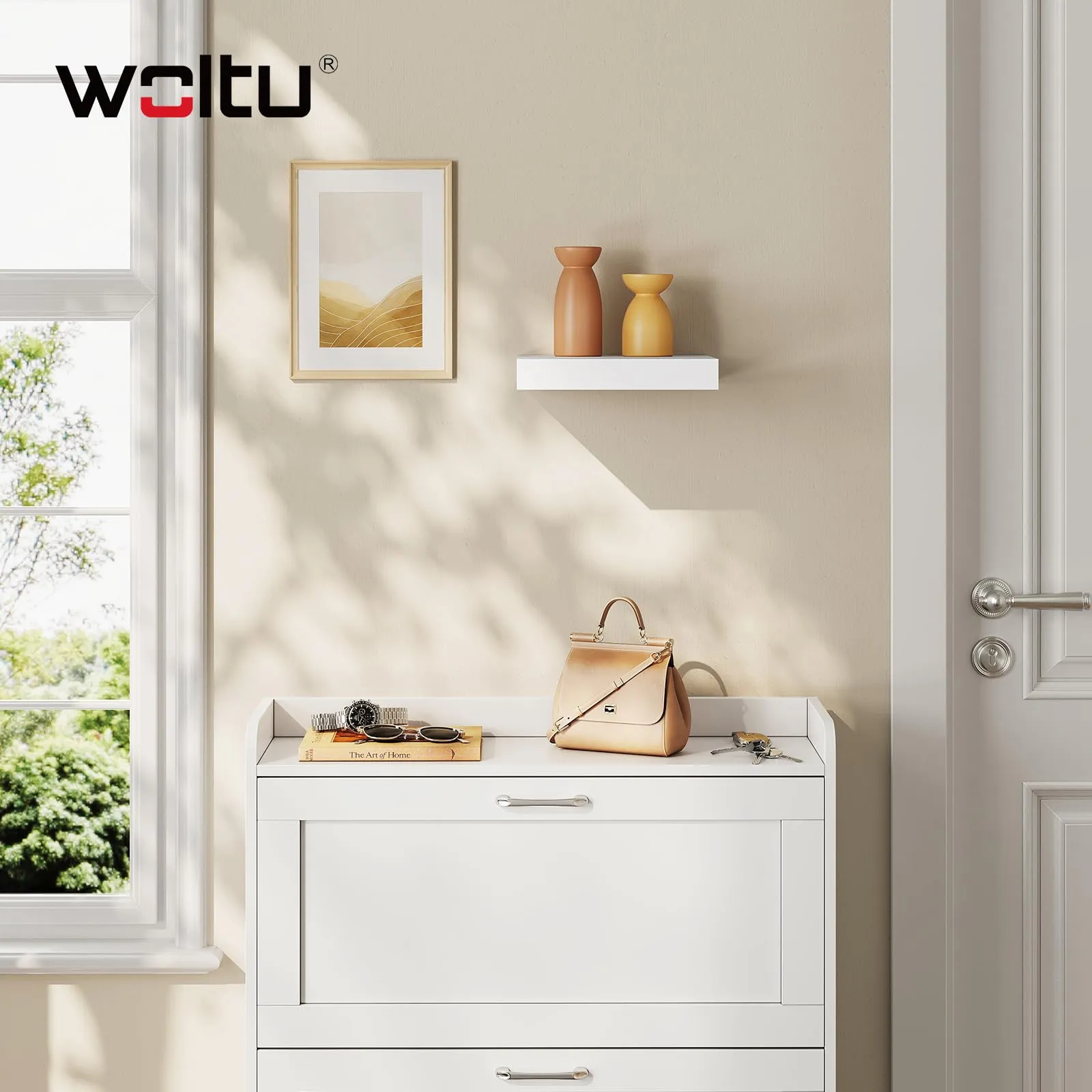 WOLTU Mensola da Muro Rettangolare in Legno Bianco 25cm RG9365ws - immagine 2