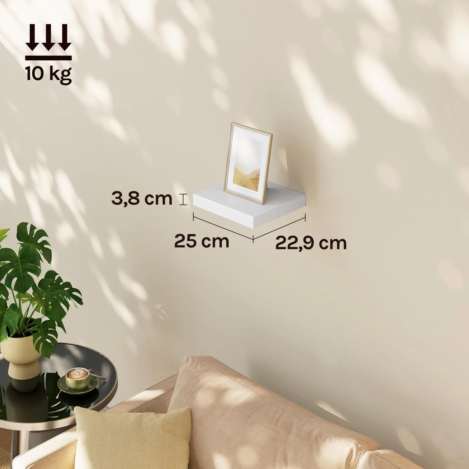 WOLTU Mensola da Muro Rettangolare in Legno Bianco 25cm RG9365ws - immagine 4