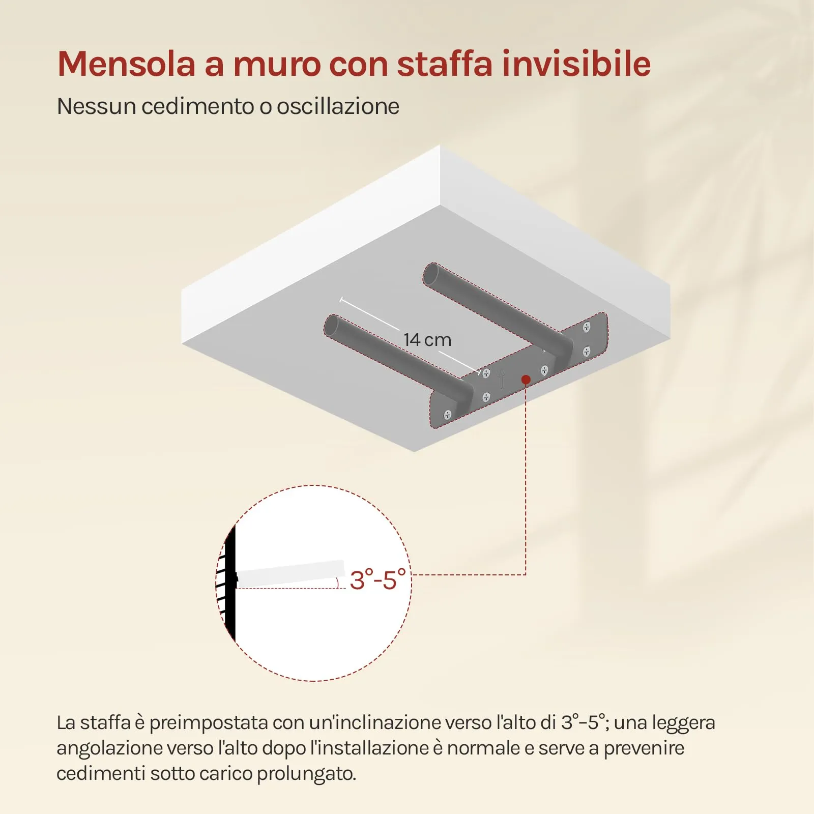 WOLTU Mensola da Muro Rettangolare in Legno Bianco 25cm RG9365ws - immagine 6