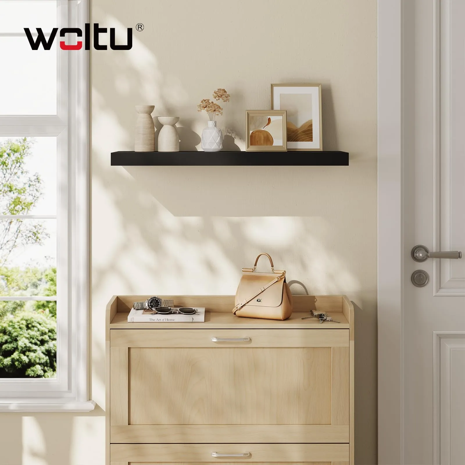 WOLTU Mensola da Muro Rettangolare in Legno Nero 70cm RG9369sz - immagine 6