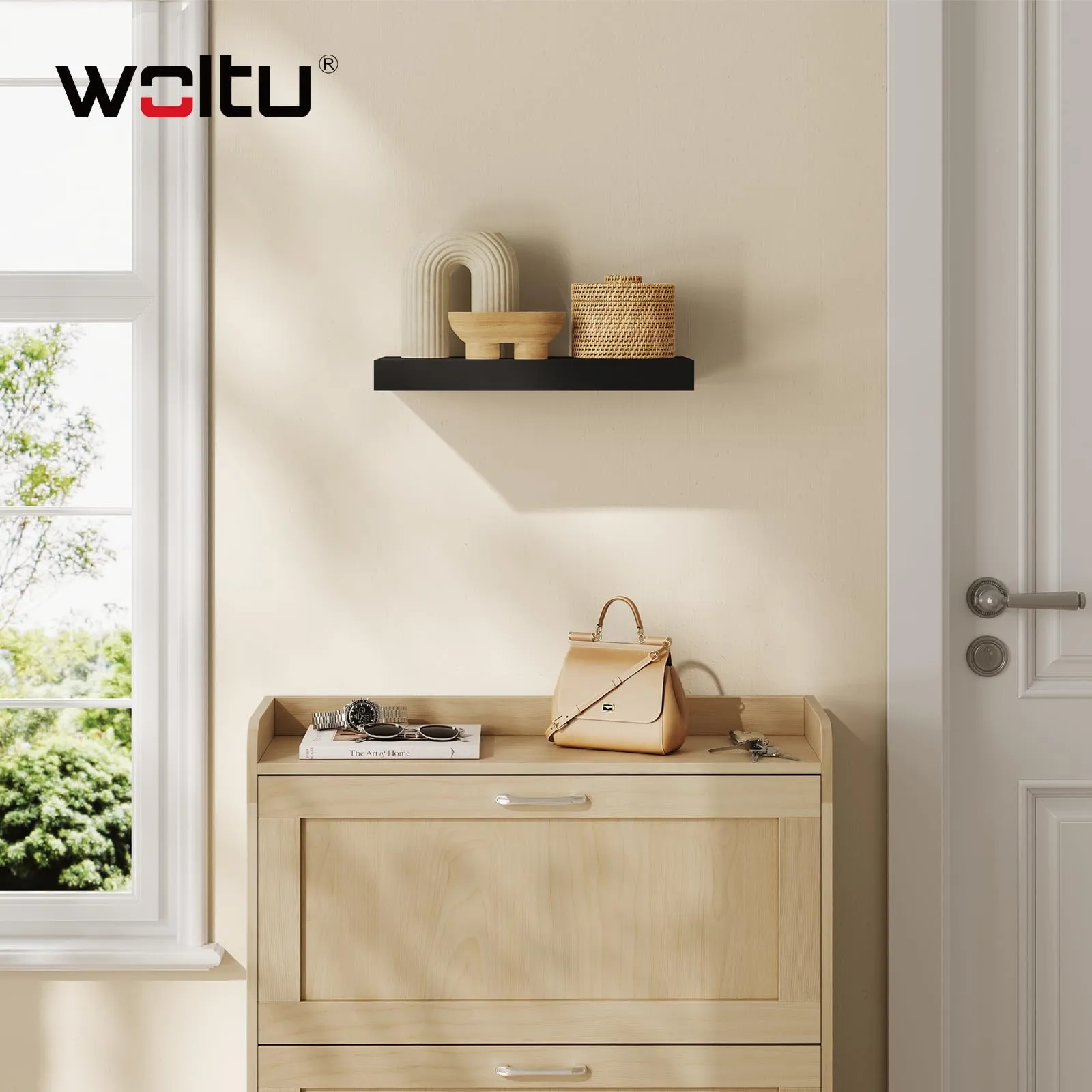 WOLTU Mensola da Muro Rettangolare in Legno Nero 40cm RG9372sz-b - immagine 6