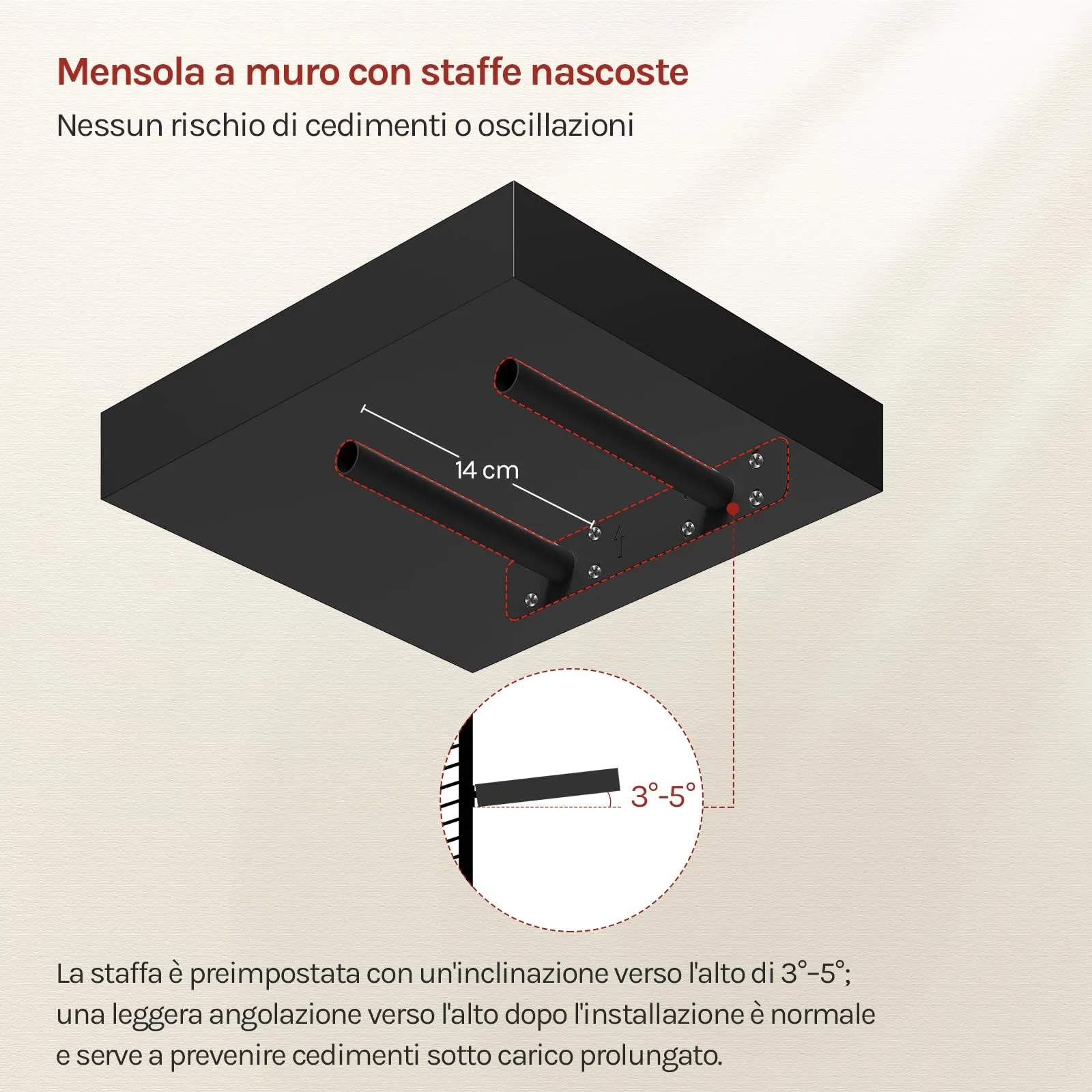 WOLTU Mensola da Muro in MDF, Nero, 25x22.9x3.8 cm - immagine 5