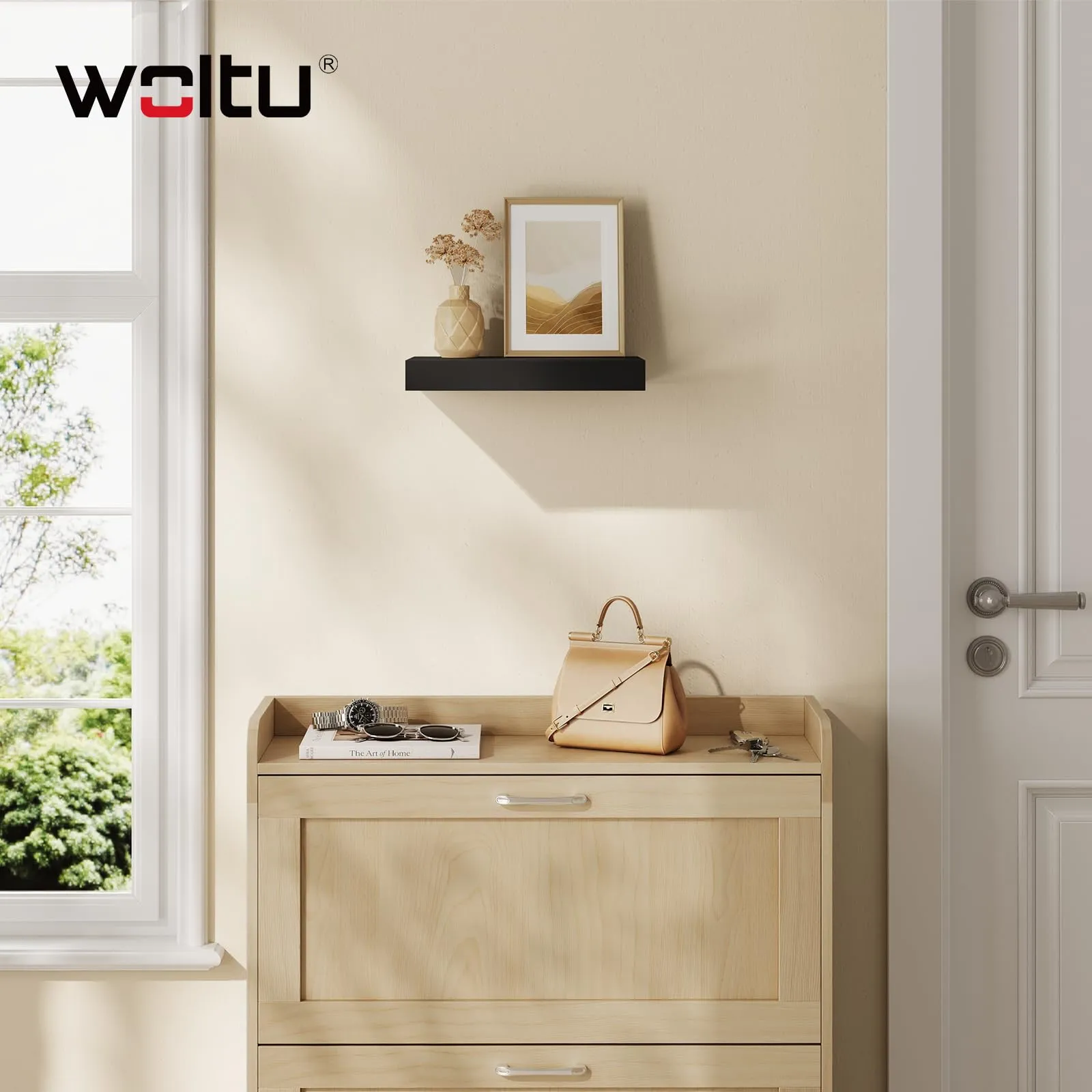 WOLTU Mensola da Muro in MDF, Nero, 25x22.9x3.8 cm - immagine 6