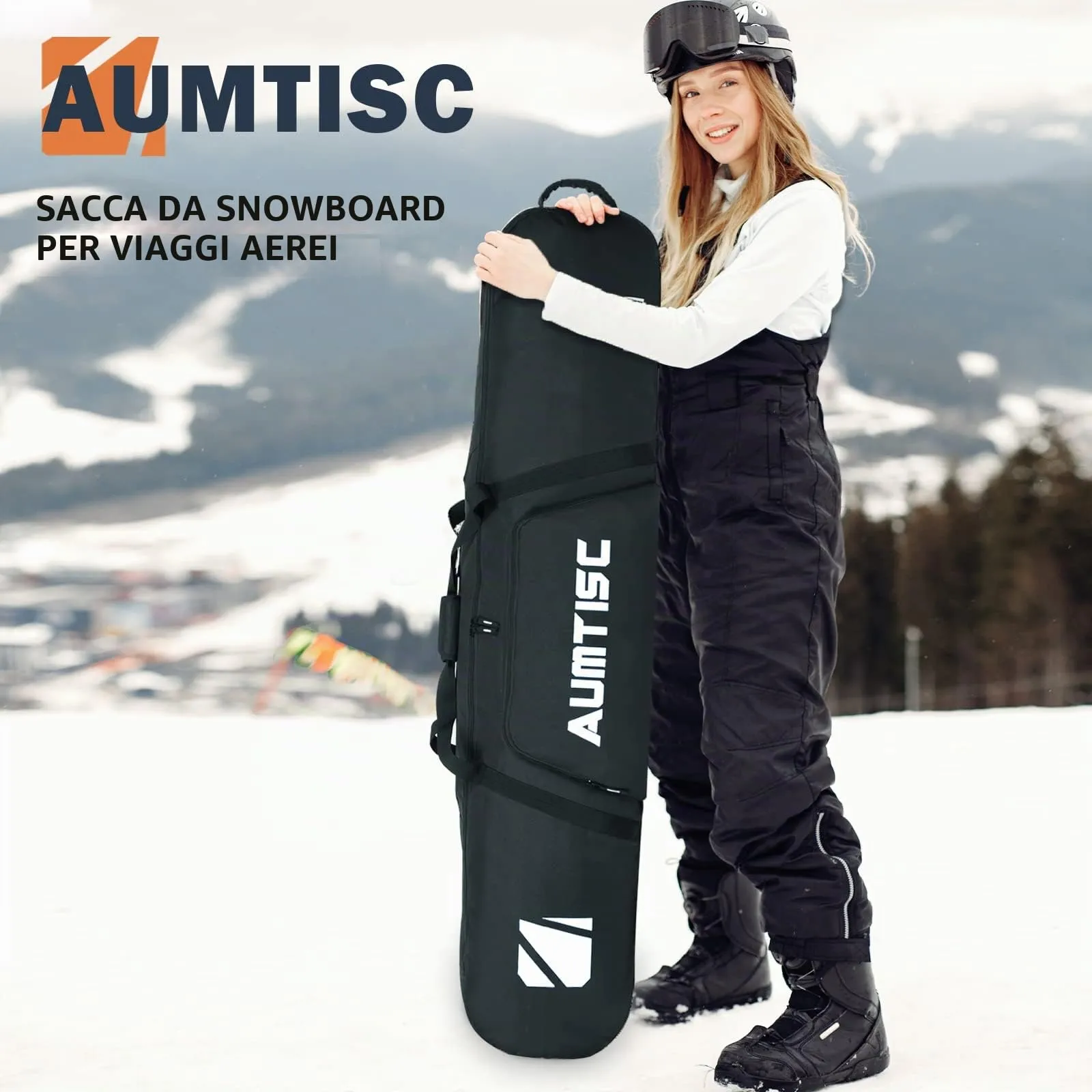 AUMTISC Borsa da Snowboard e Sci Imbottita, Bianco, 165 cm - immagine 8