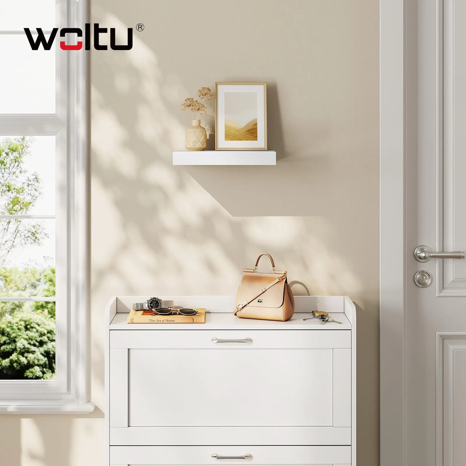 WOLTU Mensola da Muro Rettangolare in Legno Bianco 30cm RG9371ws - immagine 2