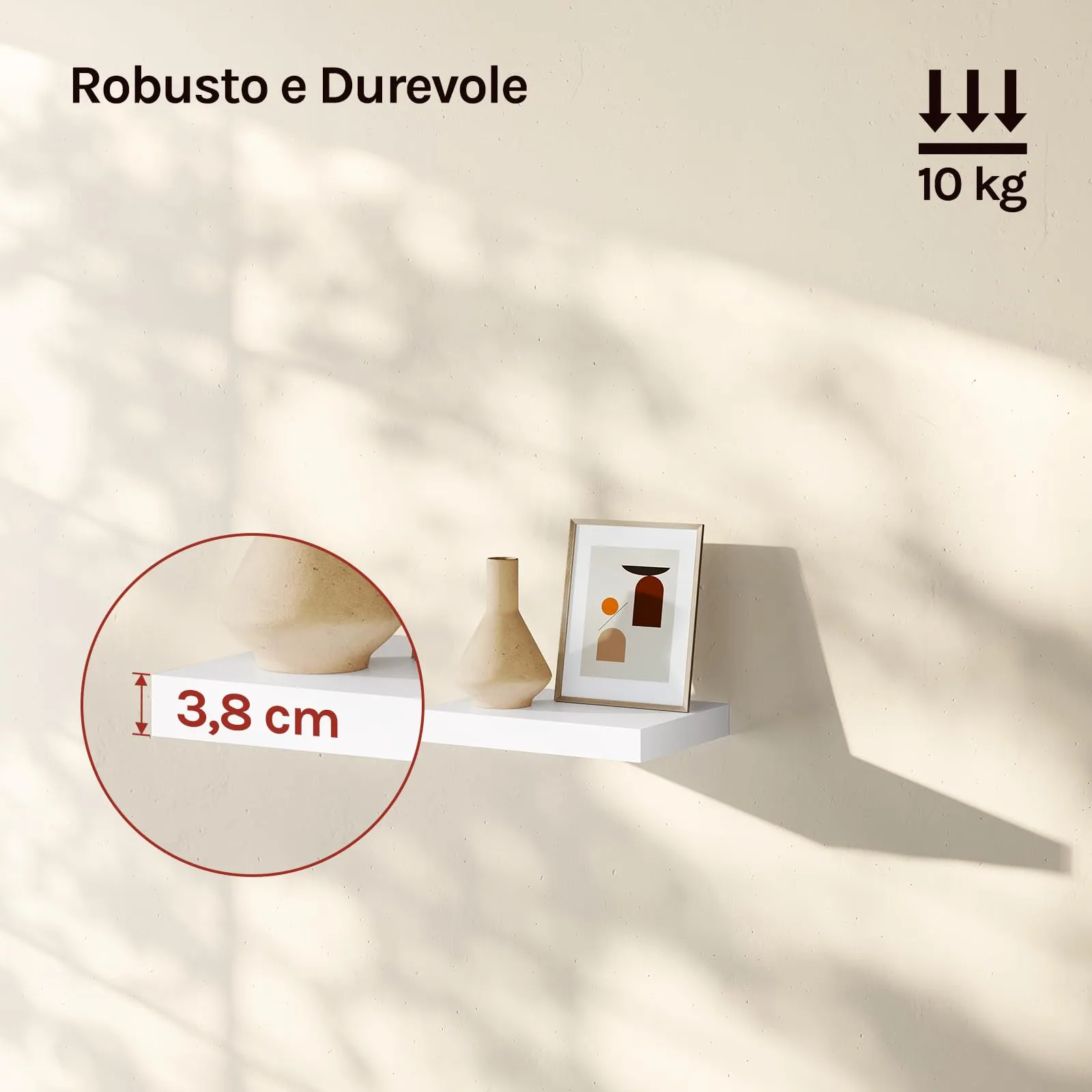 WOLTU Mensola da Muro Rettangolare in Legno Bianco 30cm RG9371ws - immagine 4