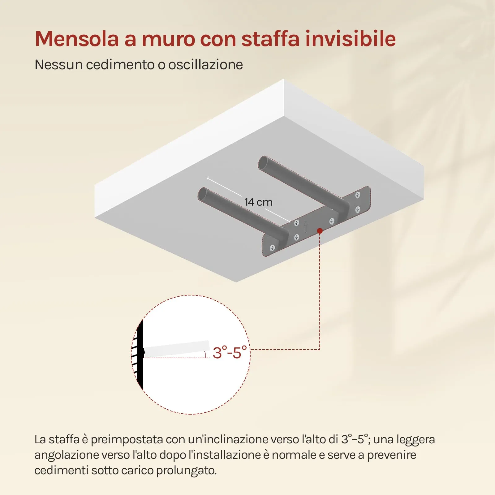 WOLTU Mensola da Muro Rettangolare in Legno Bianco 30cm RG9371ws - immagine 6