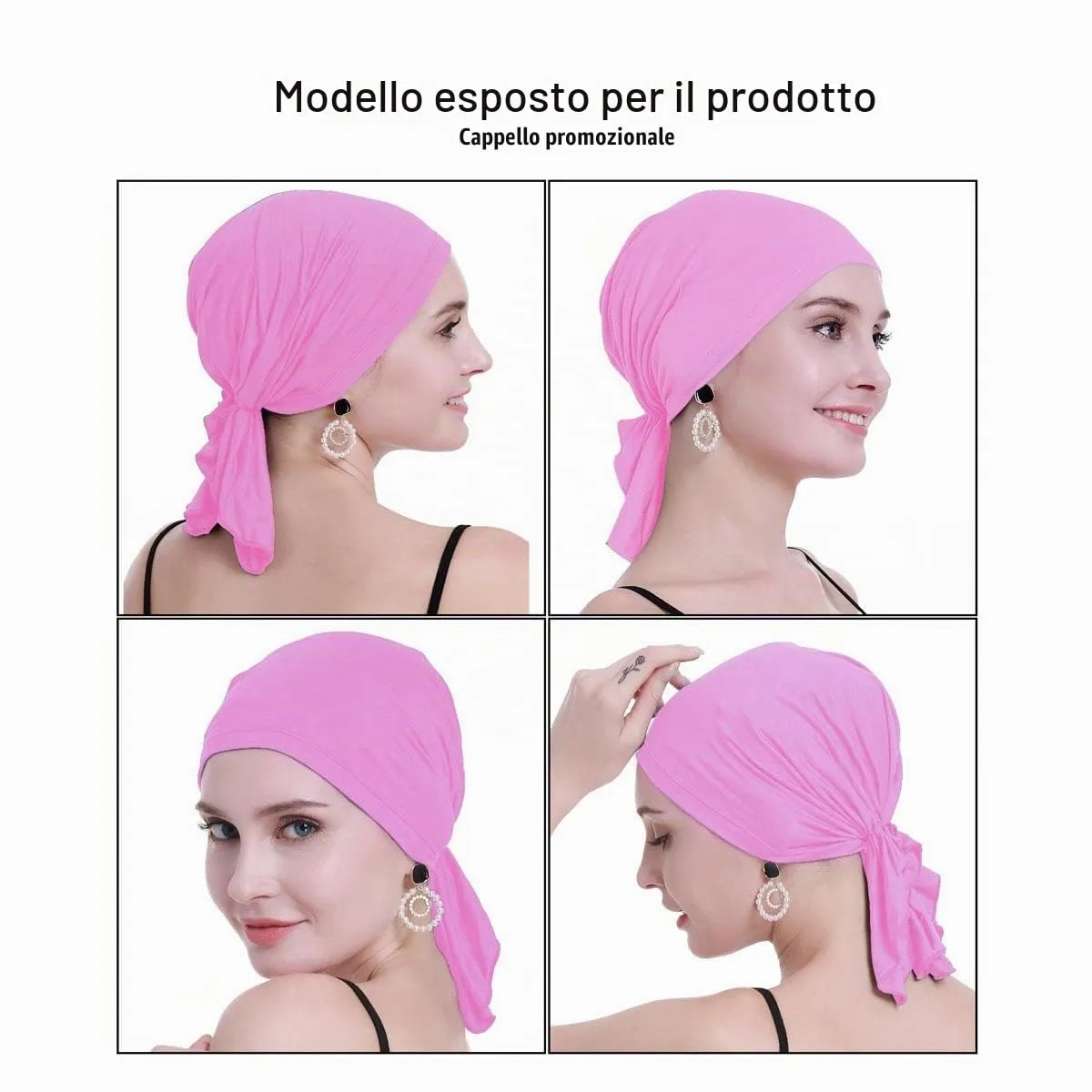 osvyo Copricapo in bambù per chemioterapia da donna, Rosa Chiaro, Taglia unica - immagine 2