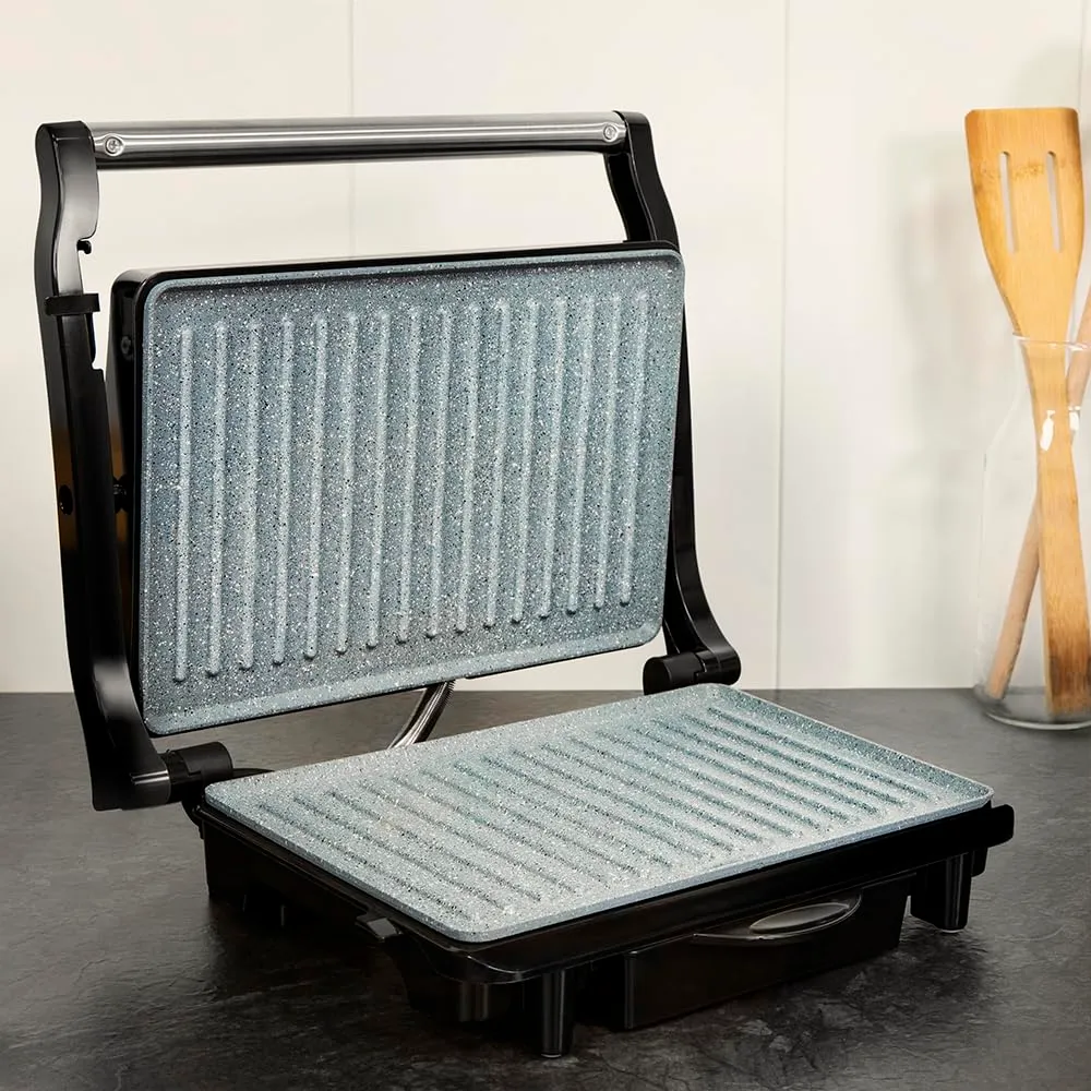 Cecotec Rock'Ngrill 1500 Rapid Griglia Elettrica, 1500 W, Rivestimento Rockstone, Piastra Superiore Regolabile, Vassoio Raccogli Grasso, 12,4x30,8x33,2 cm - immagine 3