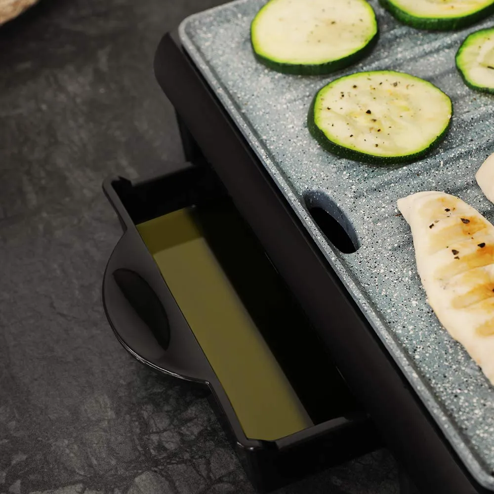 Cecotec Rock'Ngrill 1500 Rapid Griglia Elettrica, 1500 W, Rivestimento Rockstone, Piastra Superiore Regolabile, Vassoio Raccogli Grasso, 12,4x30,8x33,2 cm - immagine 5