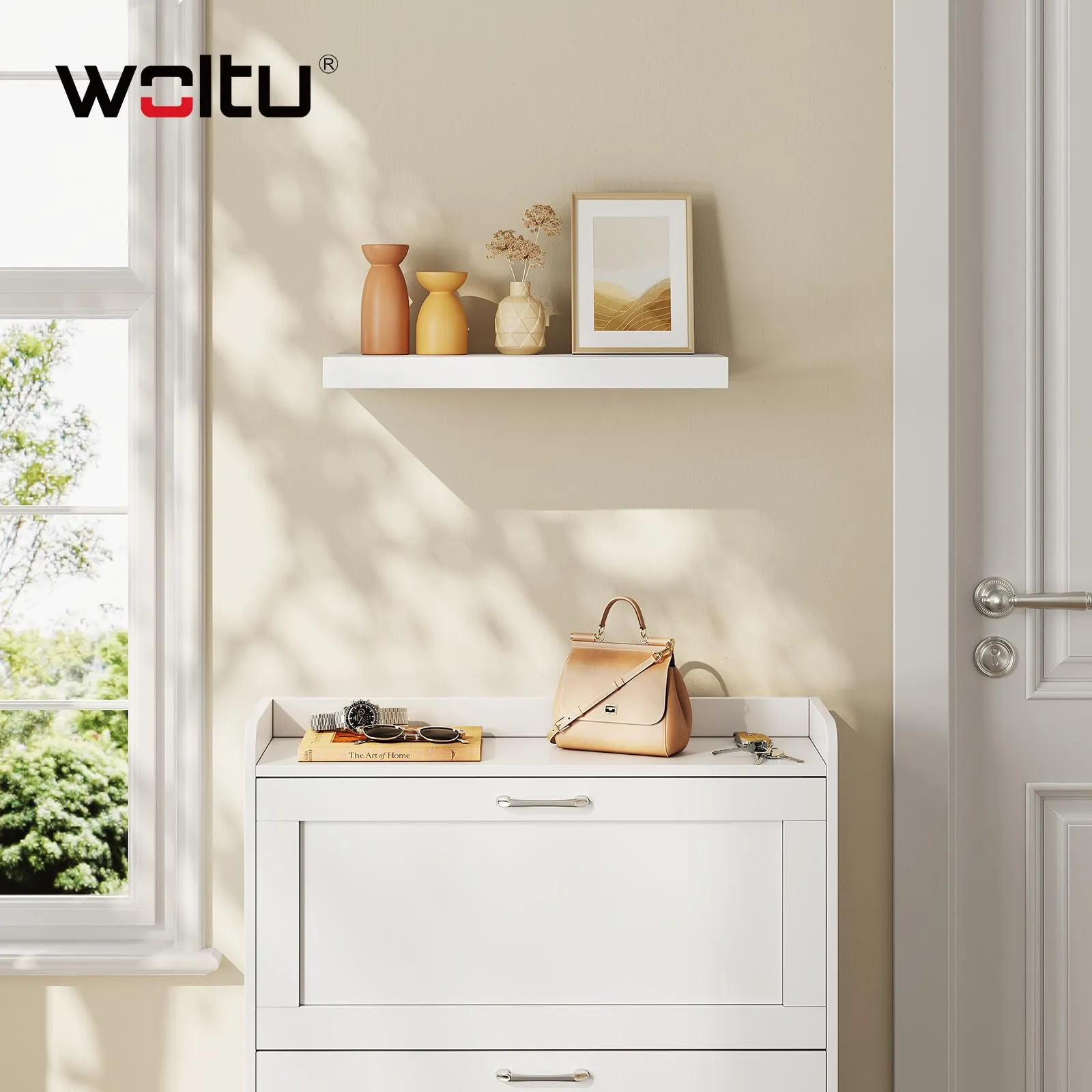 WOLTU Mensola da Muro Rettangolare in Legno Bianco 50cm RG9368ws-b - immagine 2