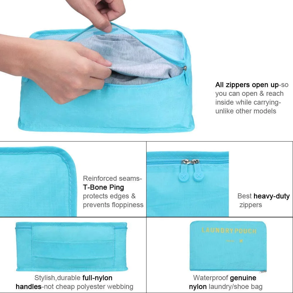 Vicloon Set Organizer per Valigie 8 in 1, Packing Cubes per Vestiti, Scarpe e Cosmetici - immagine 2