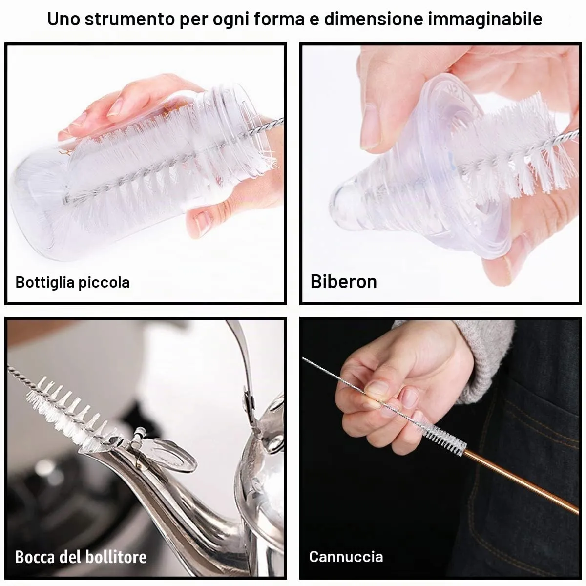 Vicloon Set Spazzole per la Pulizia delle Bottiglie, 8 Pezzi - immagine 4