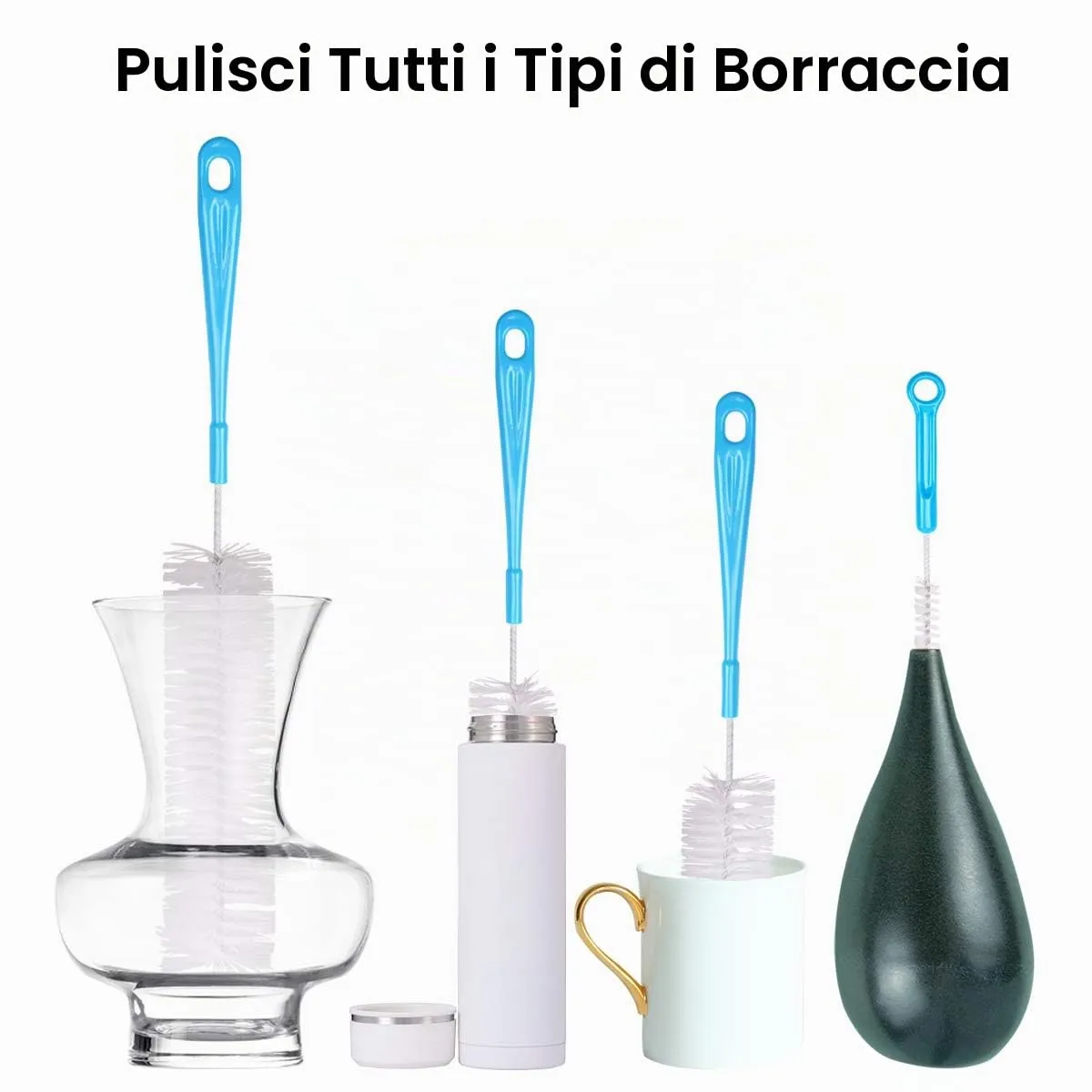 Vicloon Set Spazzole per la Pulizia delle Bottiglie, 8 Pezzi - immagine 5