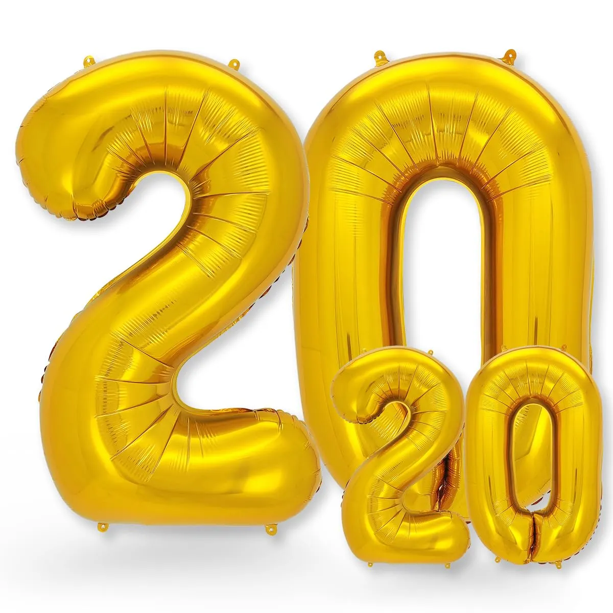 FUNXGO Palloncino Numero 20 Oro - Set di due pezzi (grande e piccolo) - immagine 1