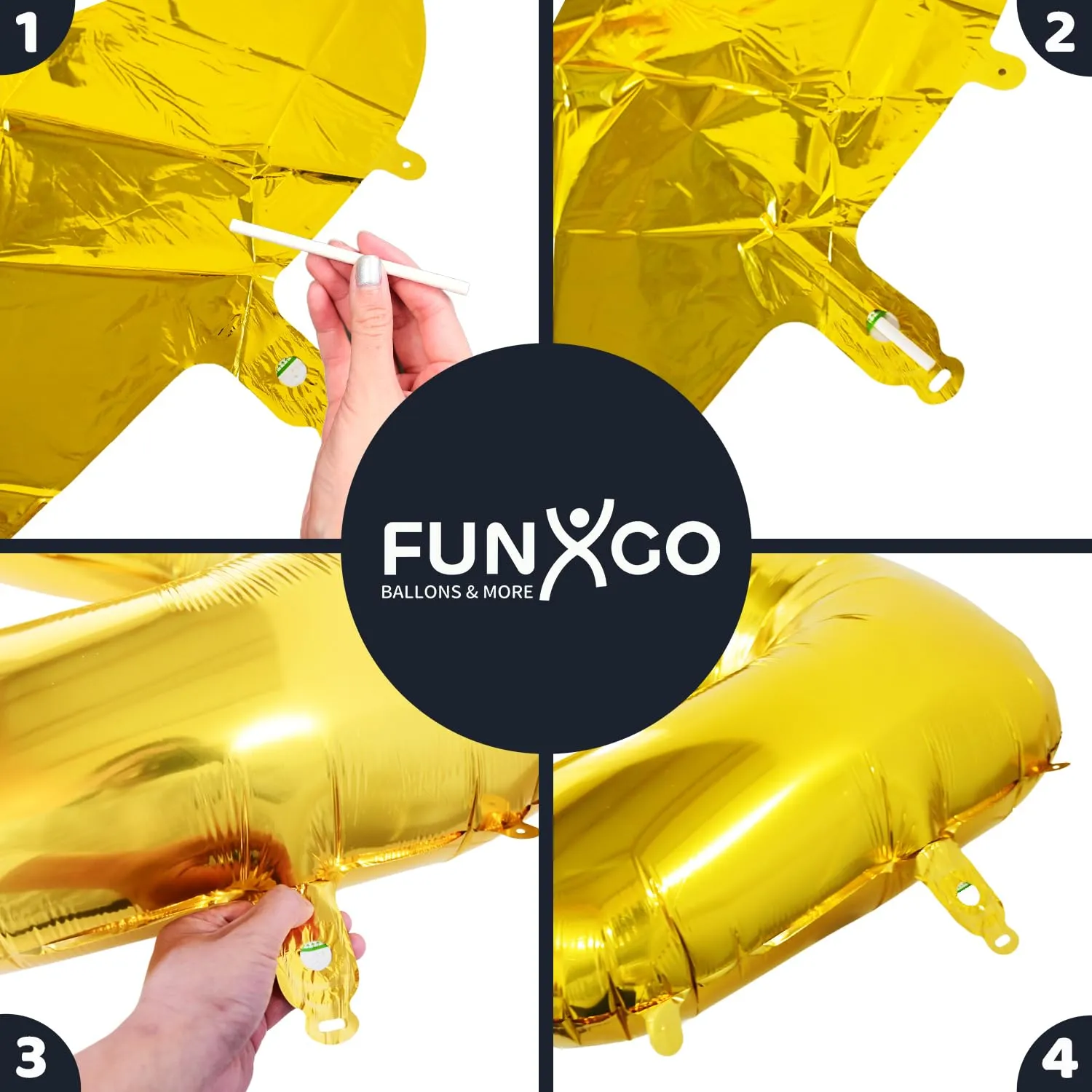 FUNXGO Palloncino Numero 0 Oro, Set di 2 Pezzi (Grande e Piccolo) - immagine 4