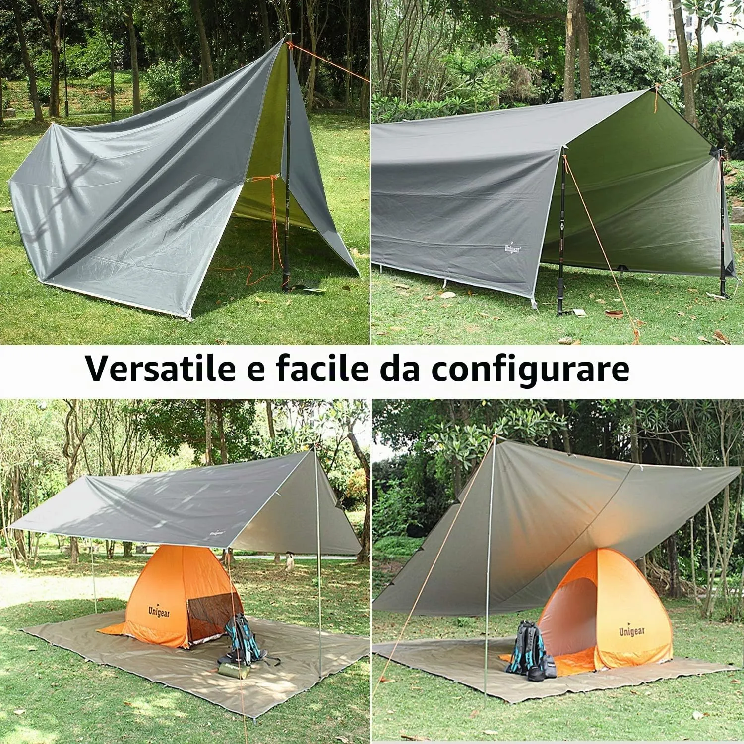 Unigear Tarp Rain Fly Telo Impermeabile 3x3m - immagine 2