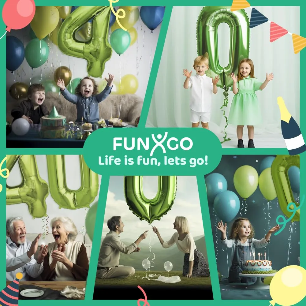 FUNXGO Palloncino Numero 2, Verde, 100 cm - immagine 7
