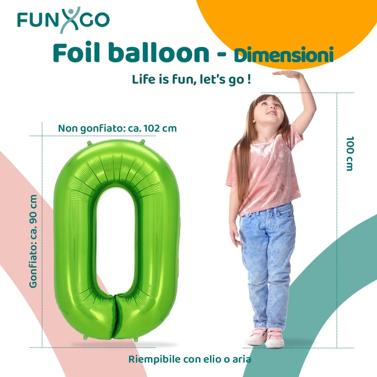 FUNXGO Palloncino Numero 0 Verde - immagine 2