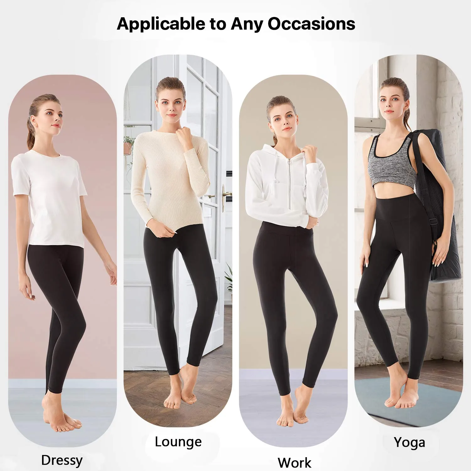 SINOPHANT Leggings Vita Alta Donna Fitness Yoga, Nero, XXL - immagine 5