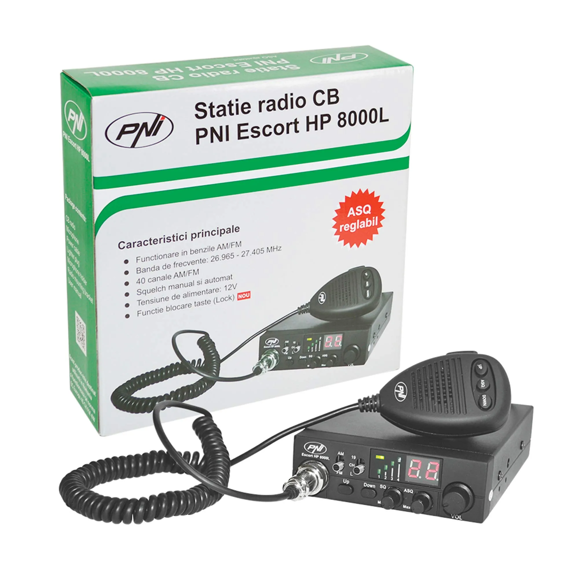 PNI HP 8000L ASQ Escort CB Radio Pack with S75 Antenna, Cable and Fixed Support - immagine 2