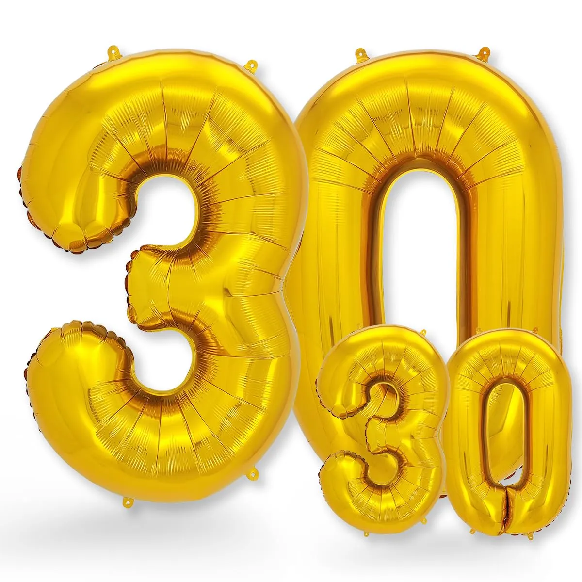 FUNXGO Palloncino in Alluminio Numero 30 Oro, 100 cm - immagine 1