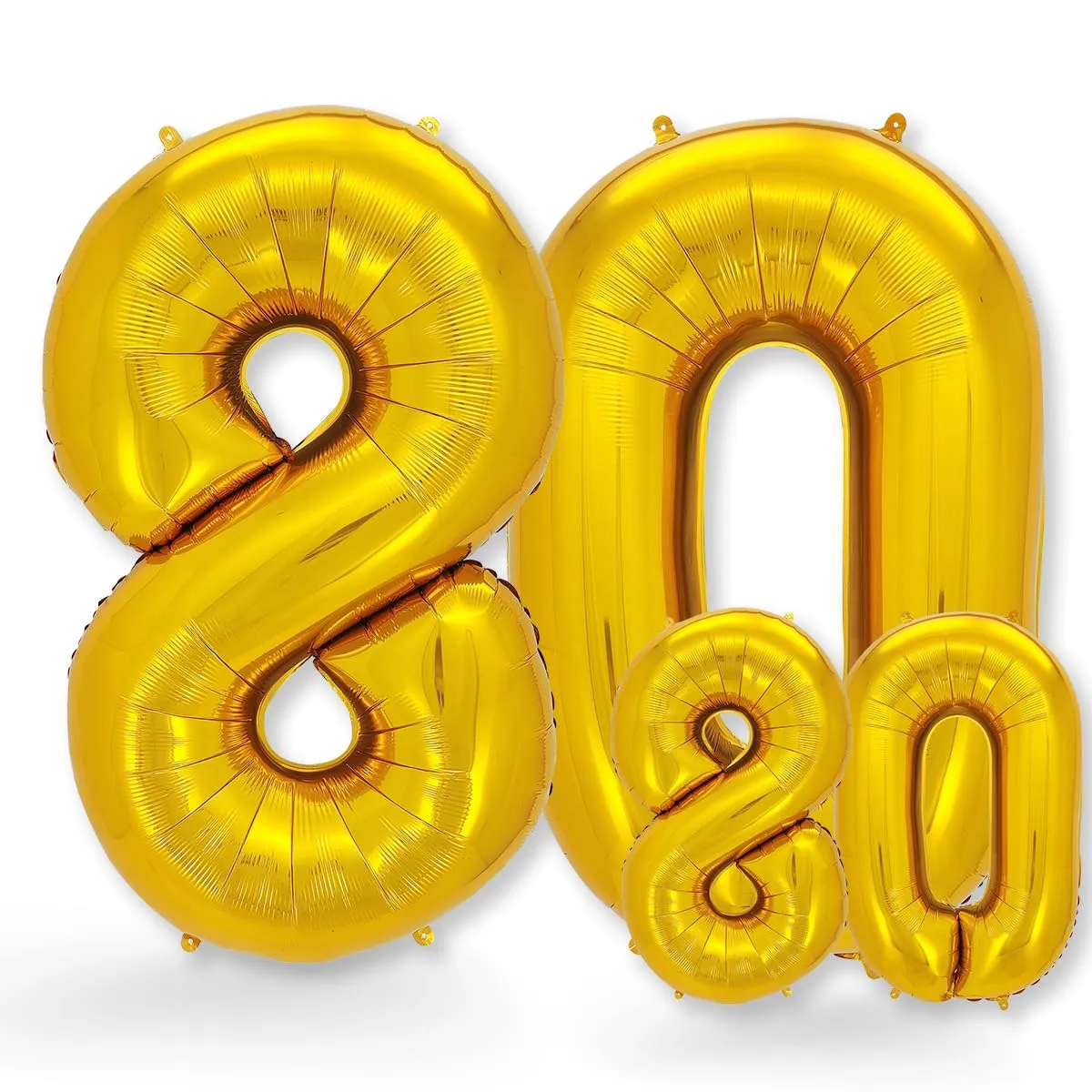 FUNXGO Palloncini Numero 80 Oro, Set di due pezzi (grande e piccolo) - immagine 1