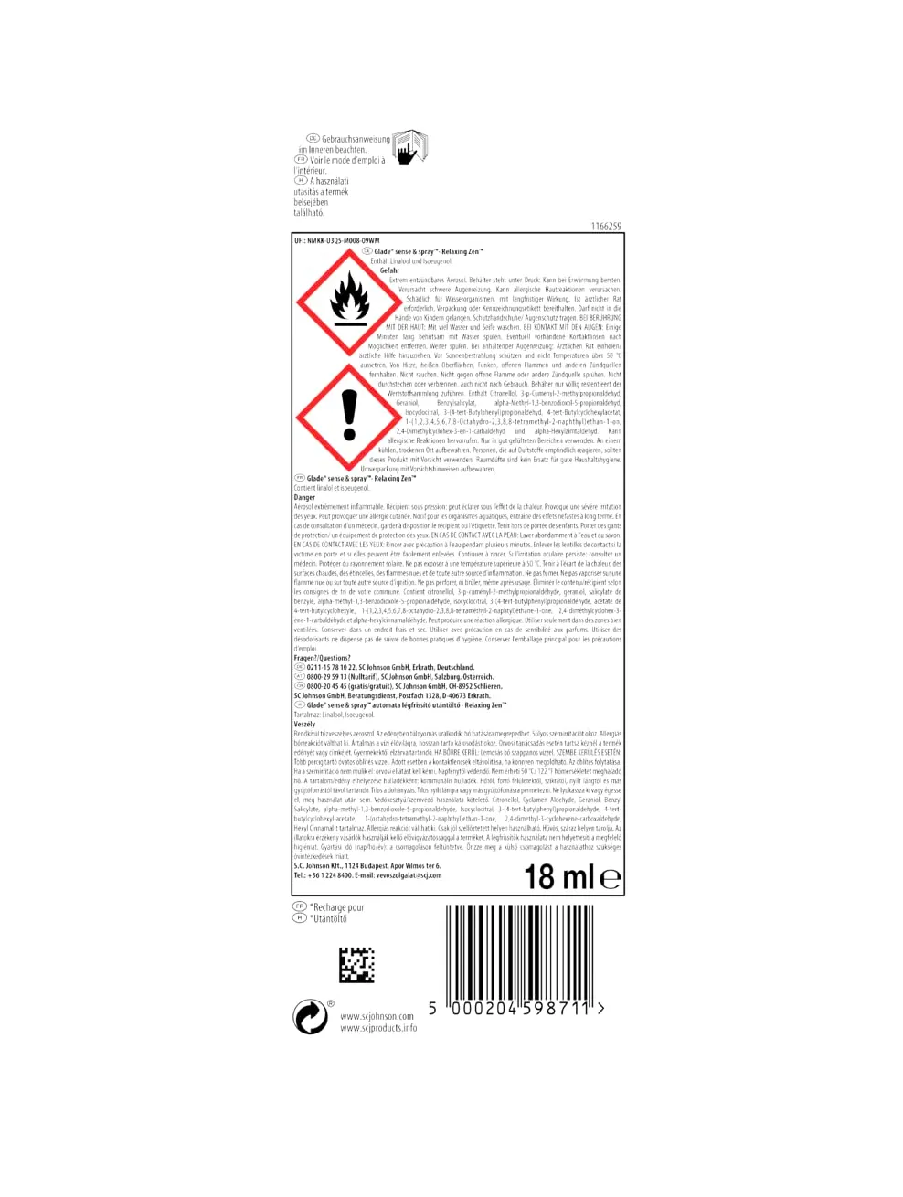 Glade Sense & Spray Ricarica, Relaxing Zen, 18 ml - immagine 2