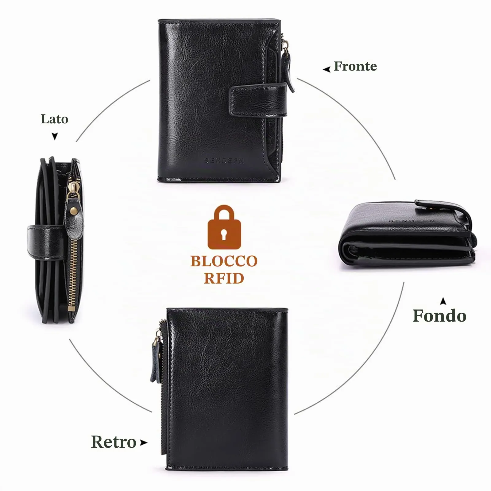 SENDEFN Portafoglio Donna in Pelle Vera con Blocco RFID e 14 Slot per Carte - immagine 4