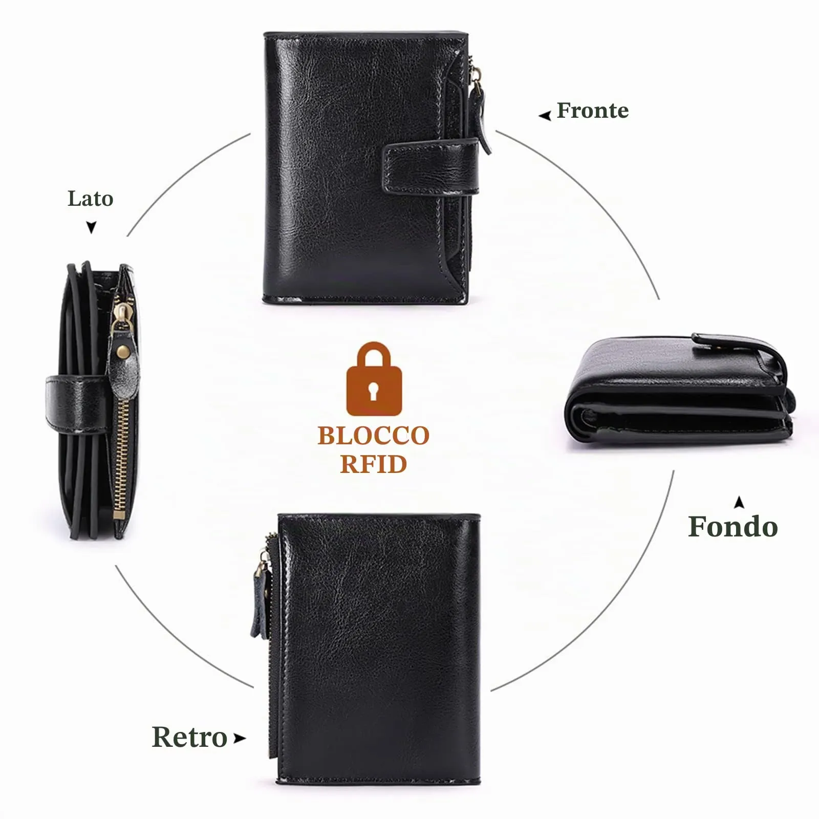 SENDEFN Portafoglio Donna in Pelle Vera con Blocco RFID e 14 Slot per Carte - immagine 6