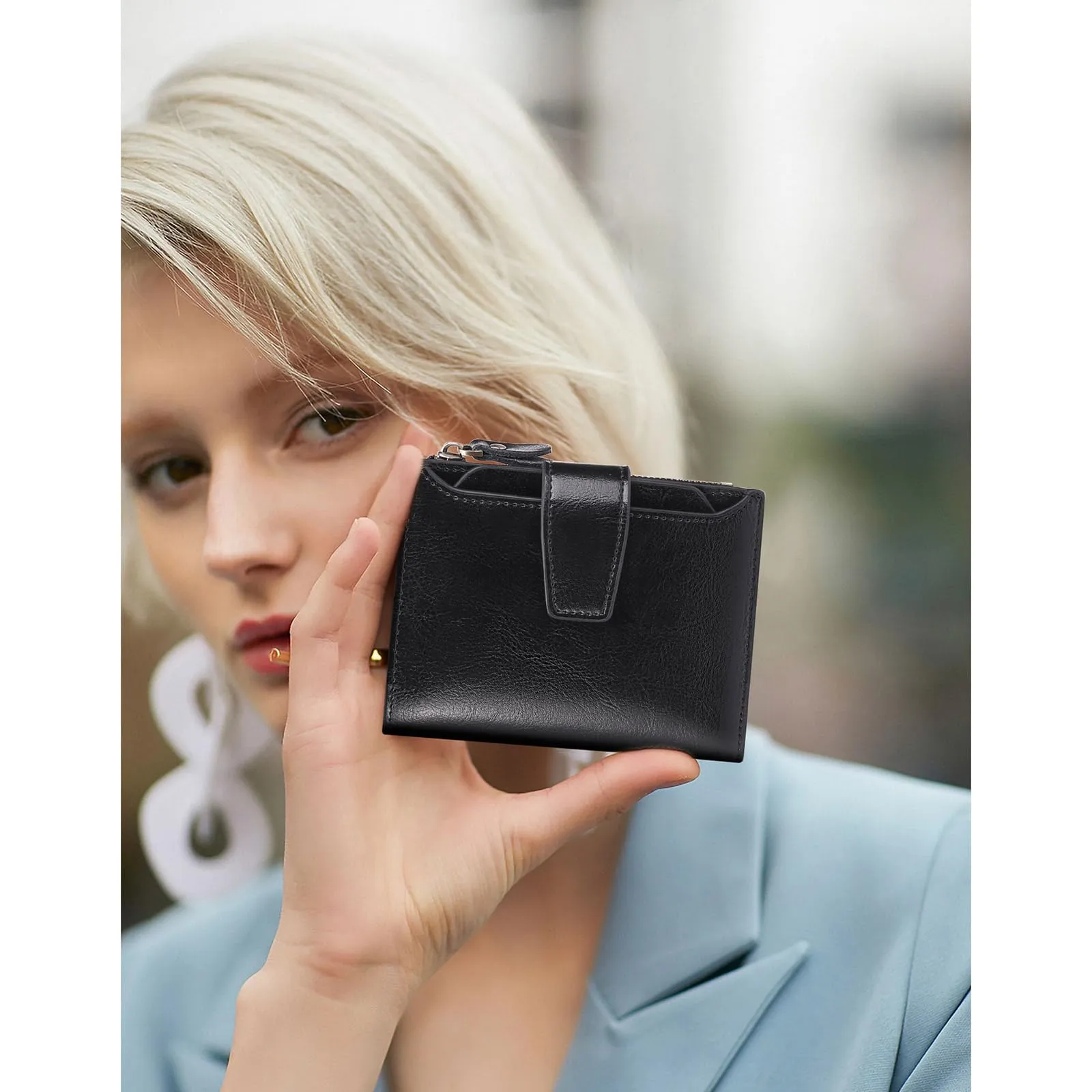 SENDEFN Portafoglio Donna in Pelle Vera con Blocco RFID e 14 Slot per Carte - immagine 8
