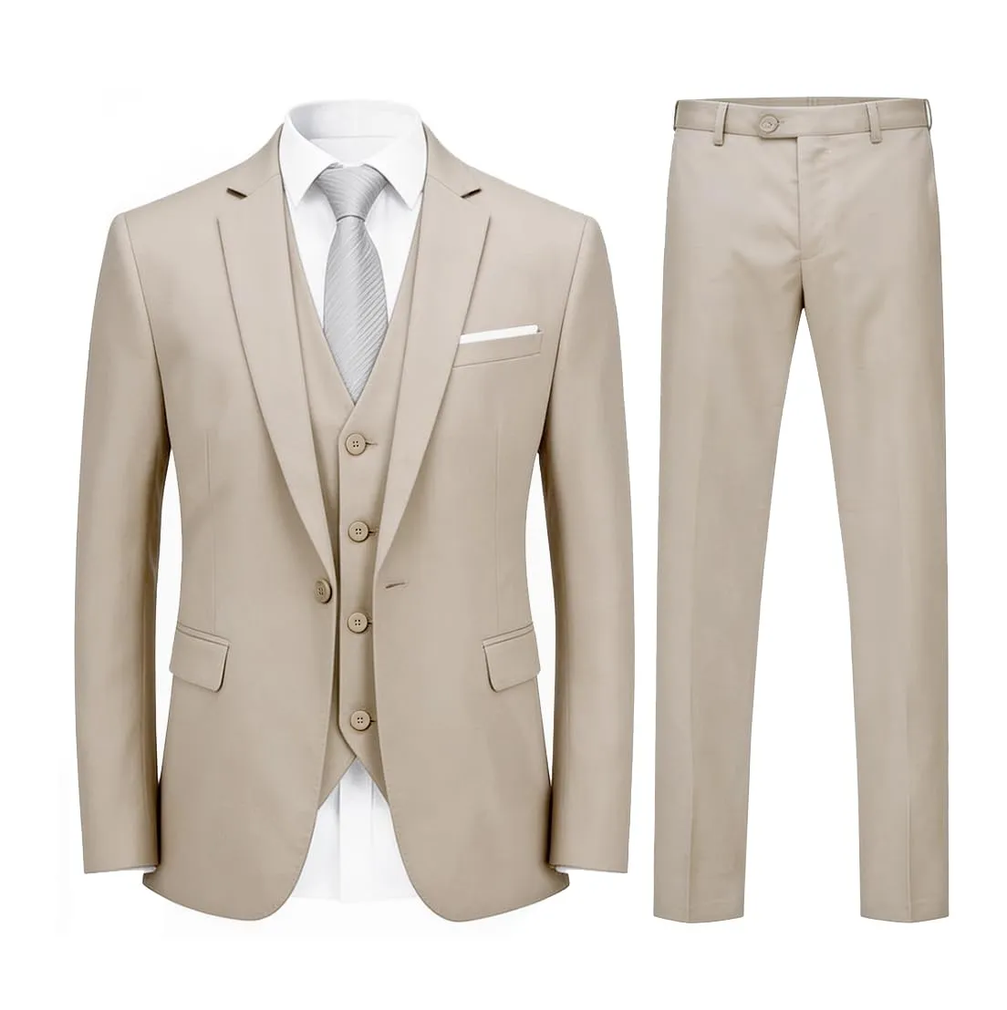 YOUTHUP Abito Uomo 3 Pezzi Slim Fit Blazer Panciotto Pantaloni - immagine 1