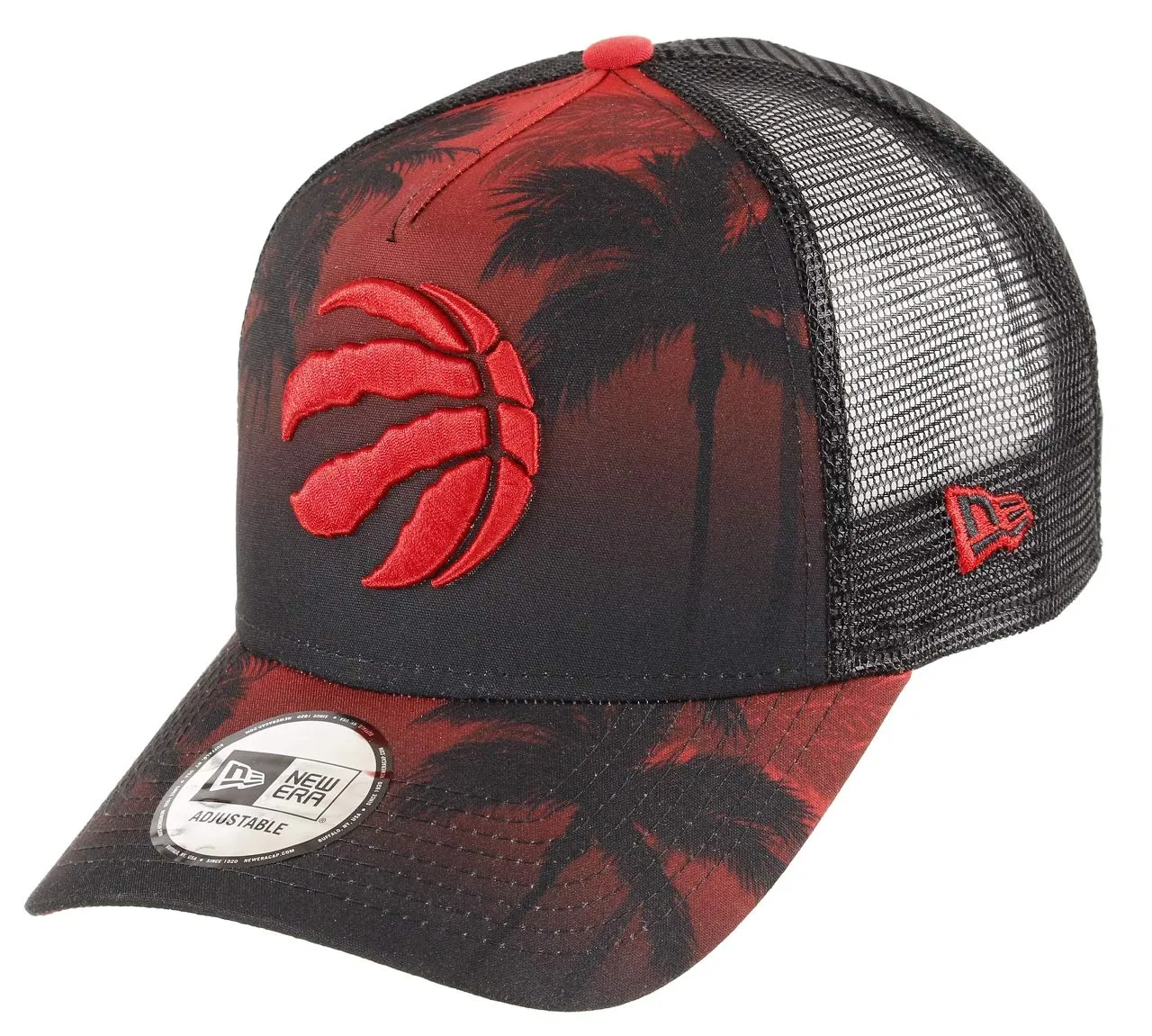 New Era Toronto Raptors Frame Adjustable Trucker Cap NBA Palm Tree Red/Black - One Size - immagine 1