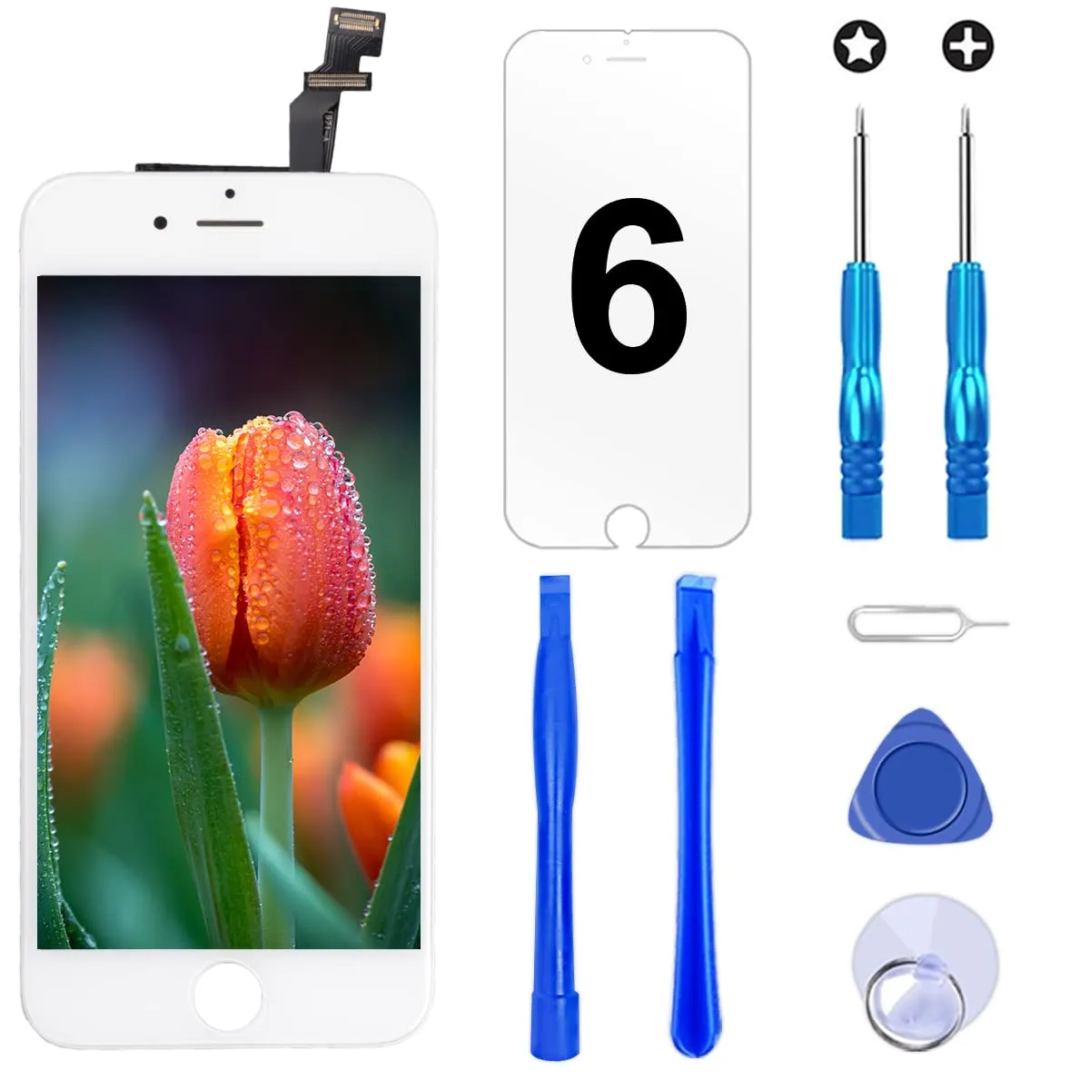 Brinonac LCD Display Digitizer Touch Screen for iPhone 6 4.7" - White - immagine 1