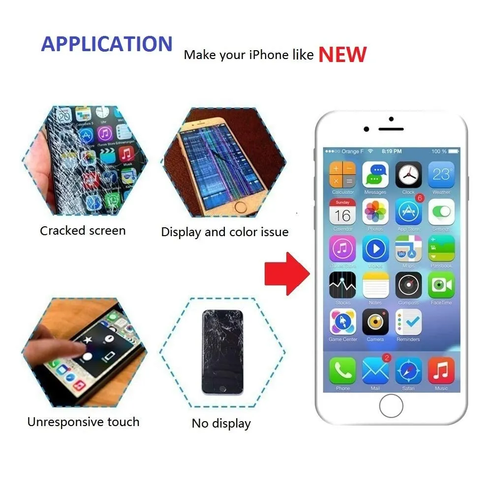 Brinonac LCD Display Digitizer Touch Screen for iPhone 6 4.7" - White - immagine 5