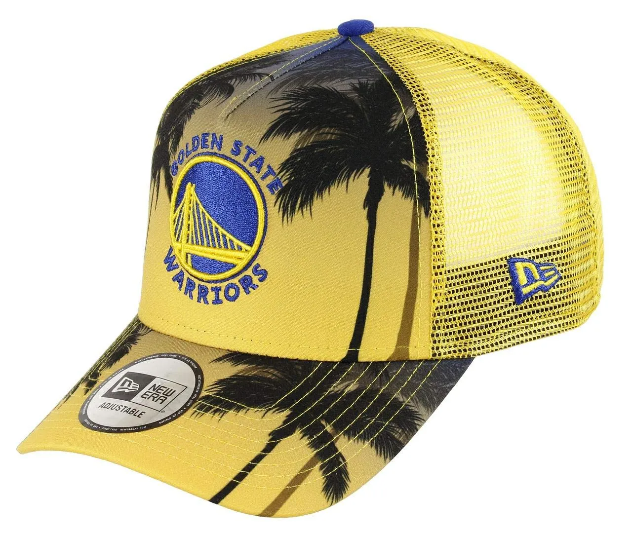 New Era Golden State Warriors Adjustable Trucker Cap NBA Palm Tree Yellow - One Size - immagine 1