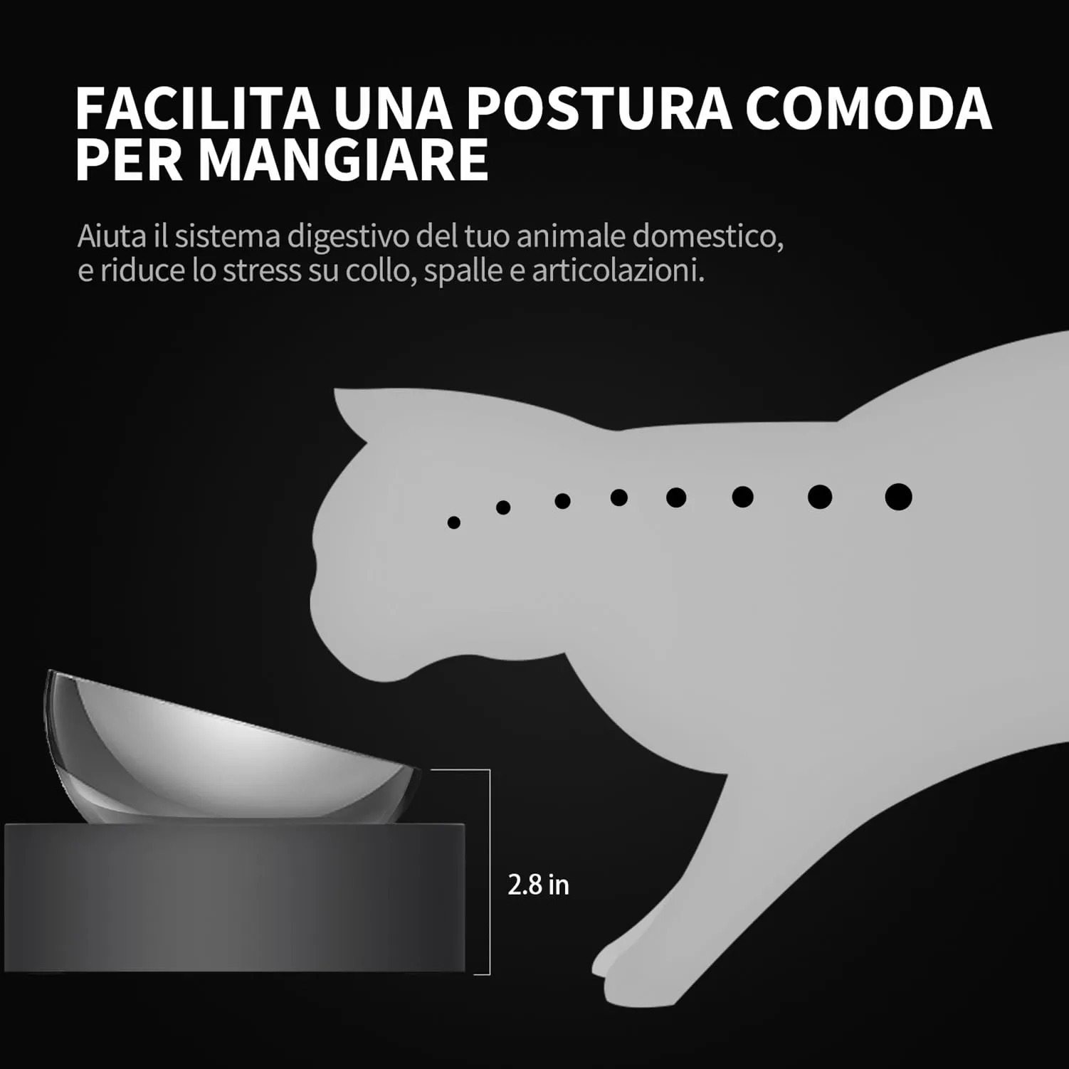 PETKIT Cybertail Ciotole per Gatti e Cani di Piccola Taglia, in Acciaio Inossidabile, Rialzata e Inclinata, Antiscivolo - immagine 4