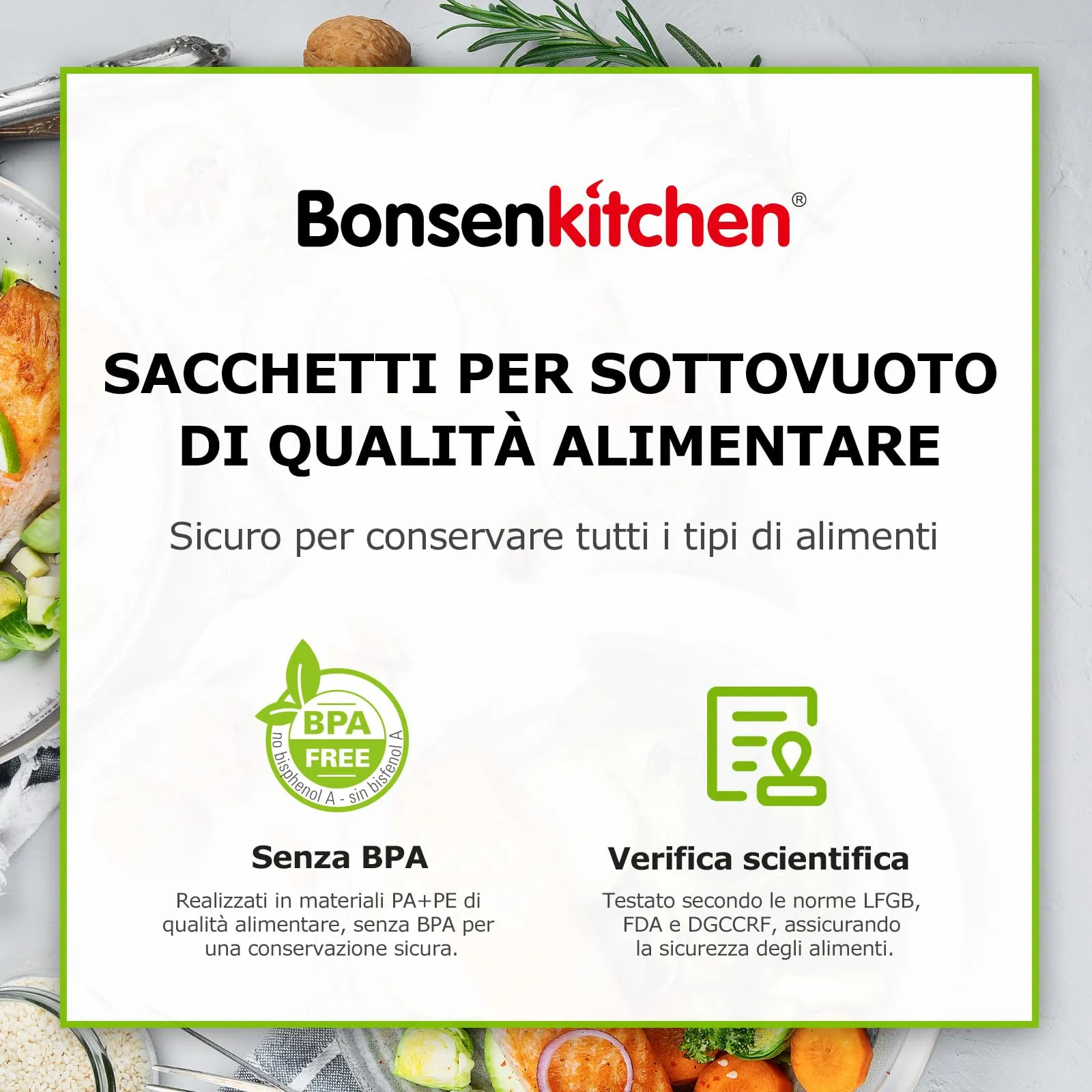 Bonsenkitchen Sacchetti Sottovuoto per Alimenti, 100 Buste 15x25cm - immagine 8