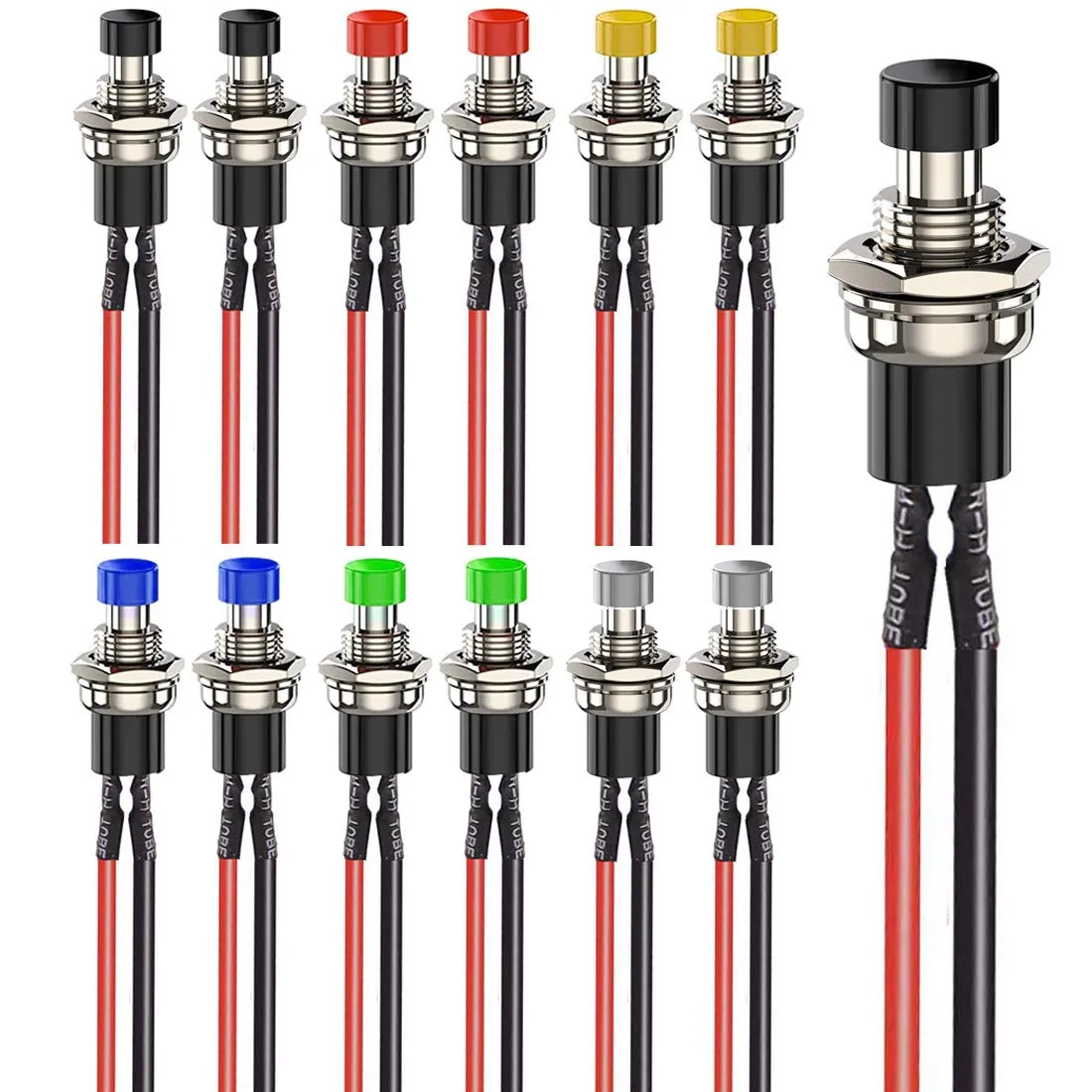 Gebildet 12pcs 7mm Prewired Momentary Mini Push Button SPST NO 2 Pin 3V-230V/1A for Model Railway Hobby - immagine 1