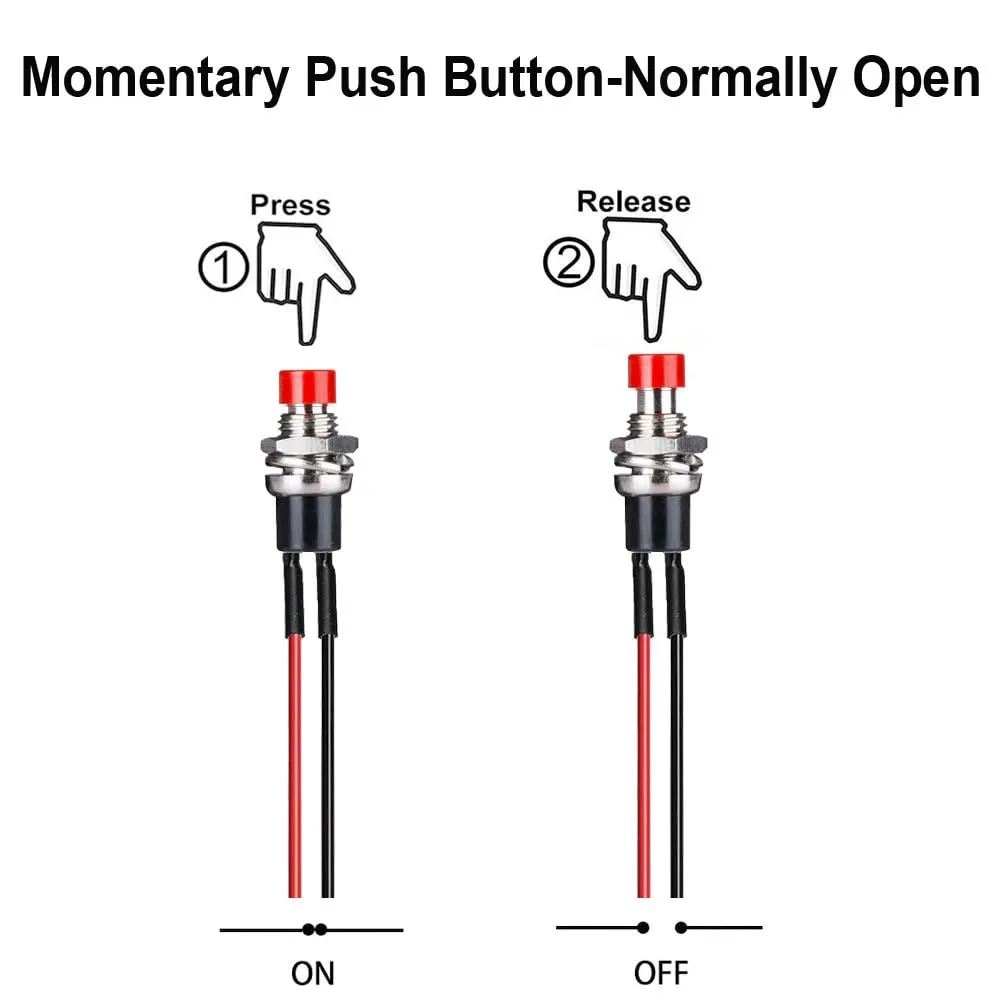 Gebildet 12pcs 7mm Prewired Momentary Mini Push Button SPST NO 2 Pin 3V-230V/1A for Model Railway Hobby - immagine 3