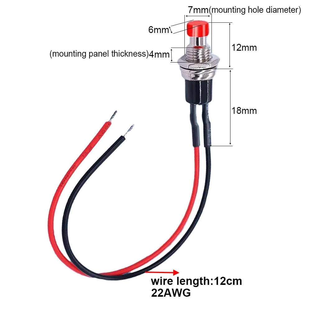 Gebildet 12pcs 7mm Prewired Momentary Mini Push Button SPST NO 2 Pin 3V-230V/1A for Model Railway Hobby - immagine 4