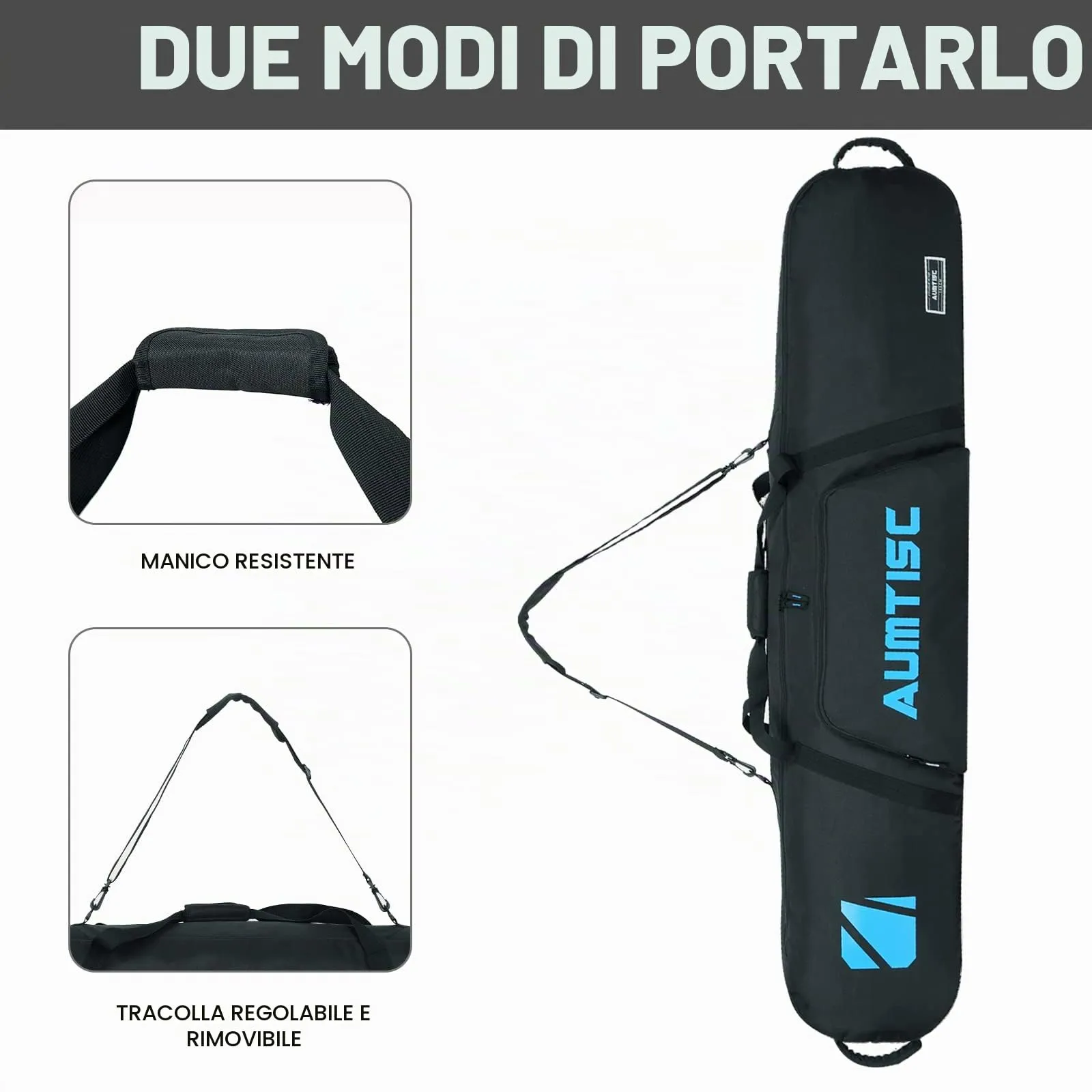 AUMTISC Borsa da Snowboard e Sci Imbottita, 155 cm, Blu - immagine 5