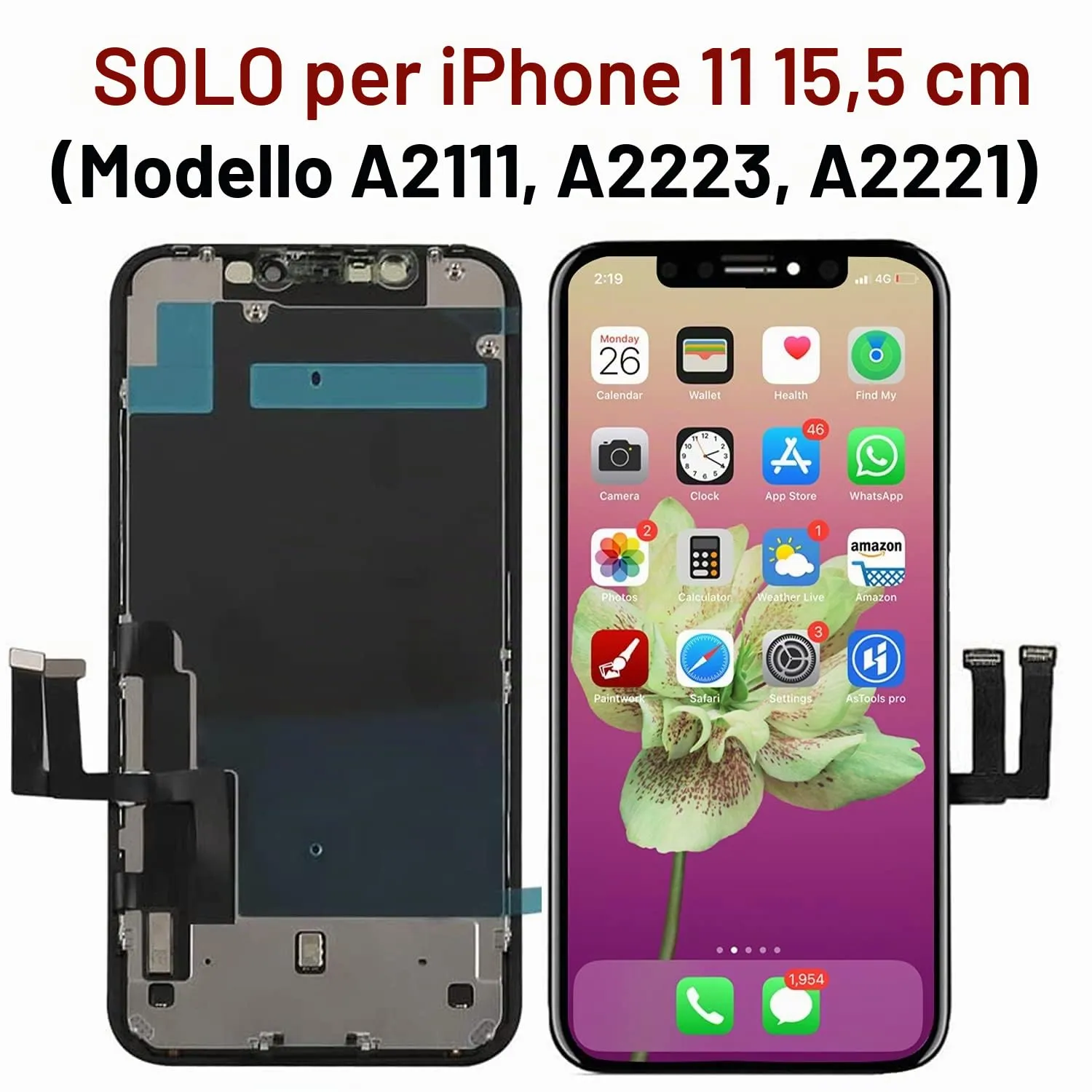 Brinonac LCD Display Digitizer Replacement Kit for iPhone 11 6.1" FHD COF - immagine 2