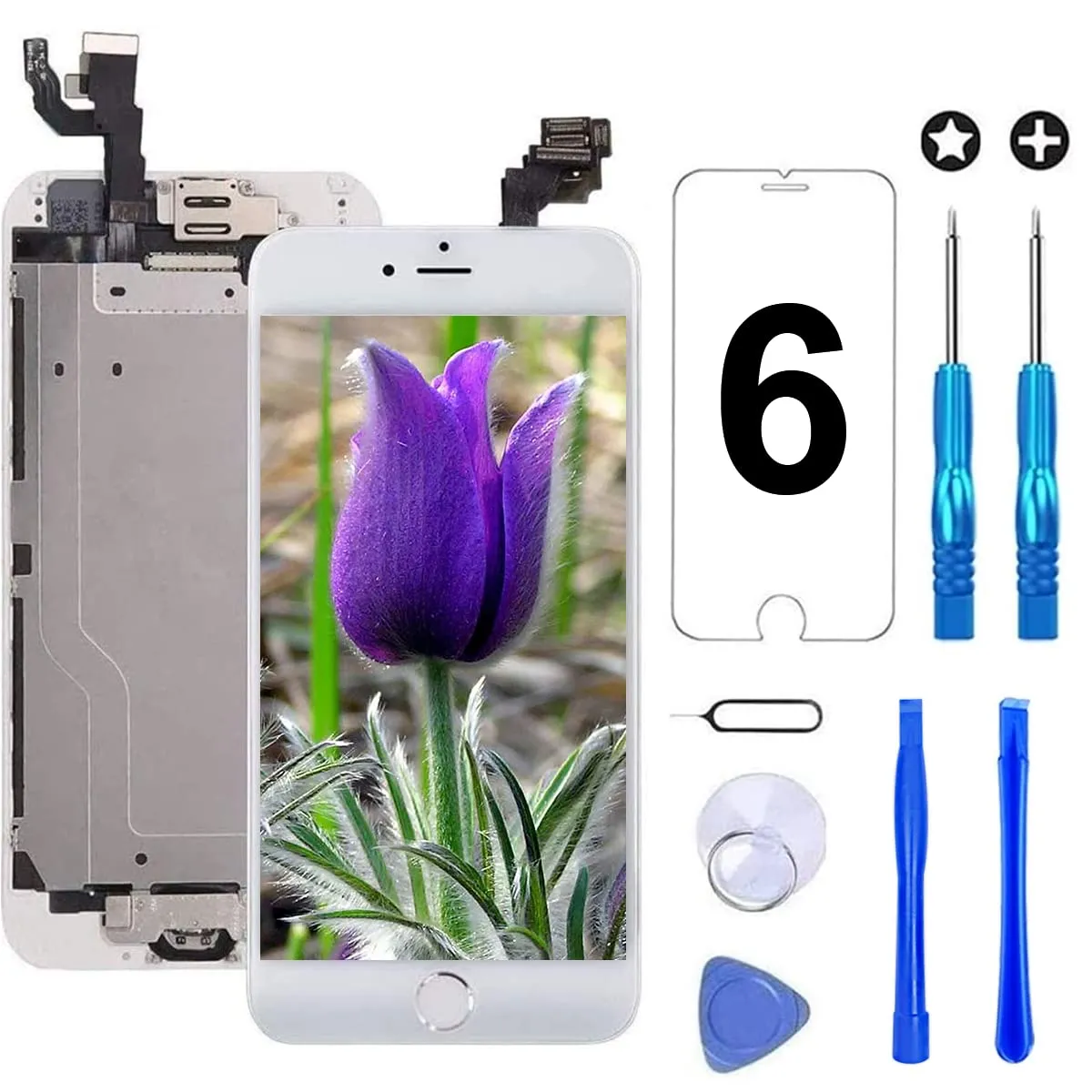 Brinonac Schermo LCD Digitizer Touch per iPhone 6 4,7" Bianco - immagine 1