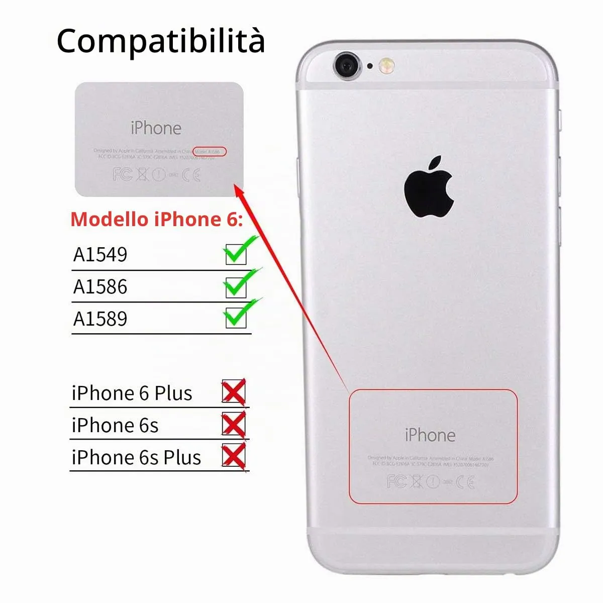 Brinonac Schermo LCD Digitizer Touch per iPhone 6 4,7" Bianco - immagine 2