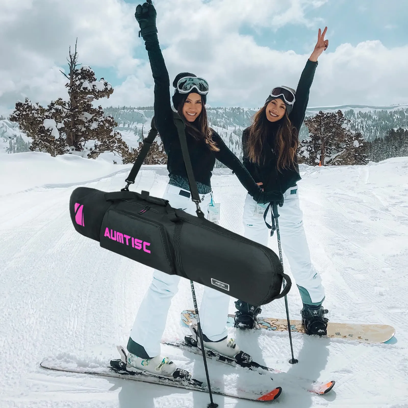 AUMTISC Borsa da snowboard e sci, 165 cm, Rosa - immagine 8